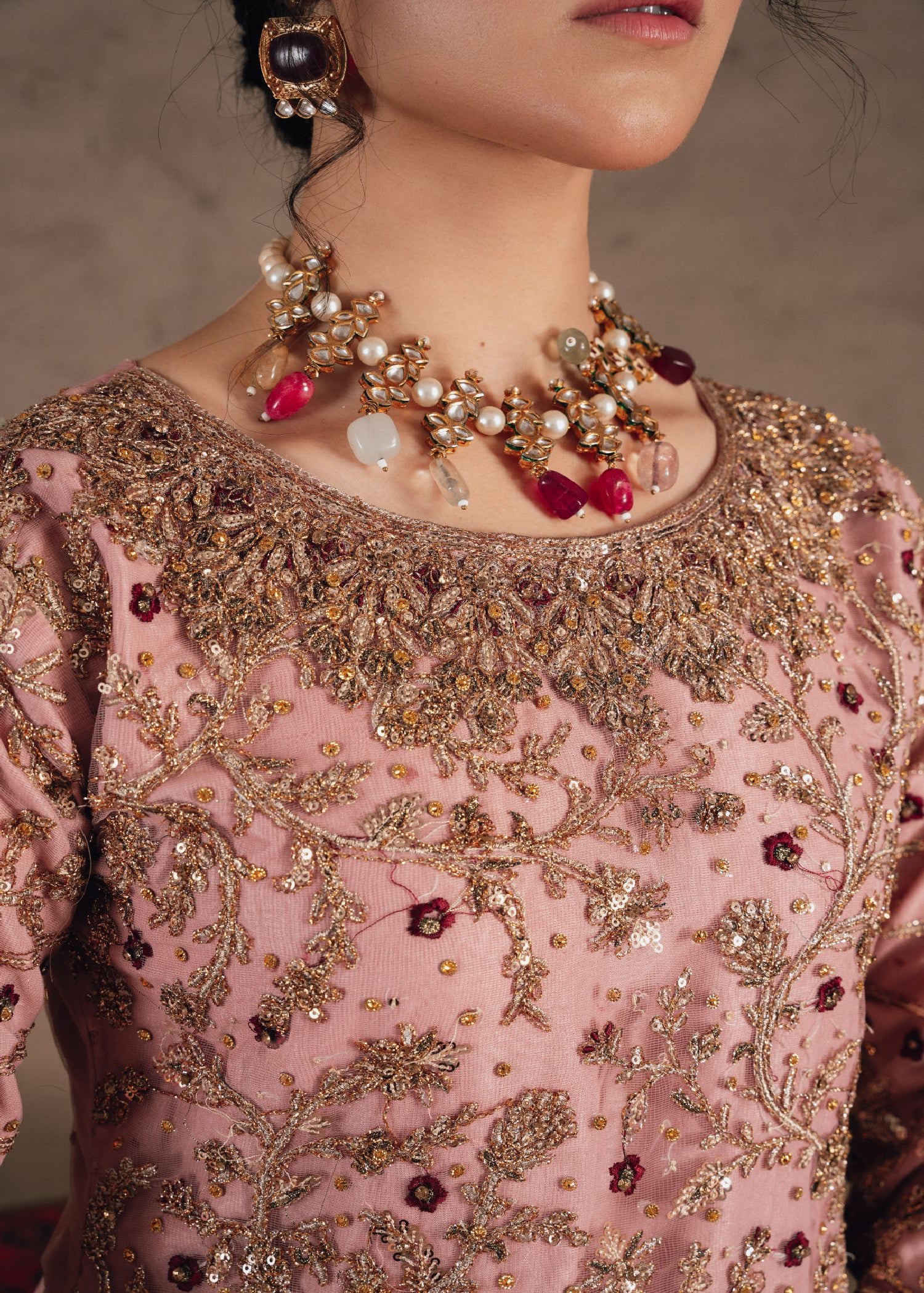 net Sharara in Pastel pink