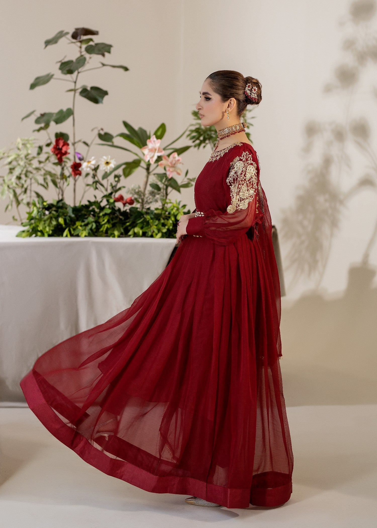 chiffon Maxi in Maroon