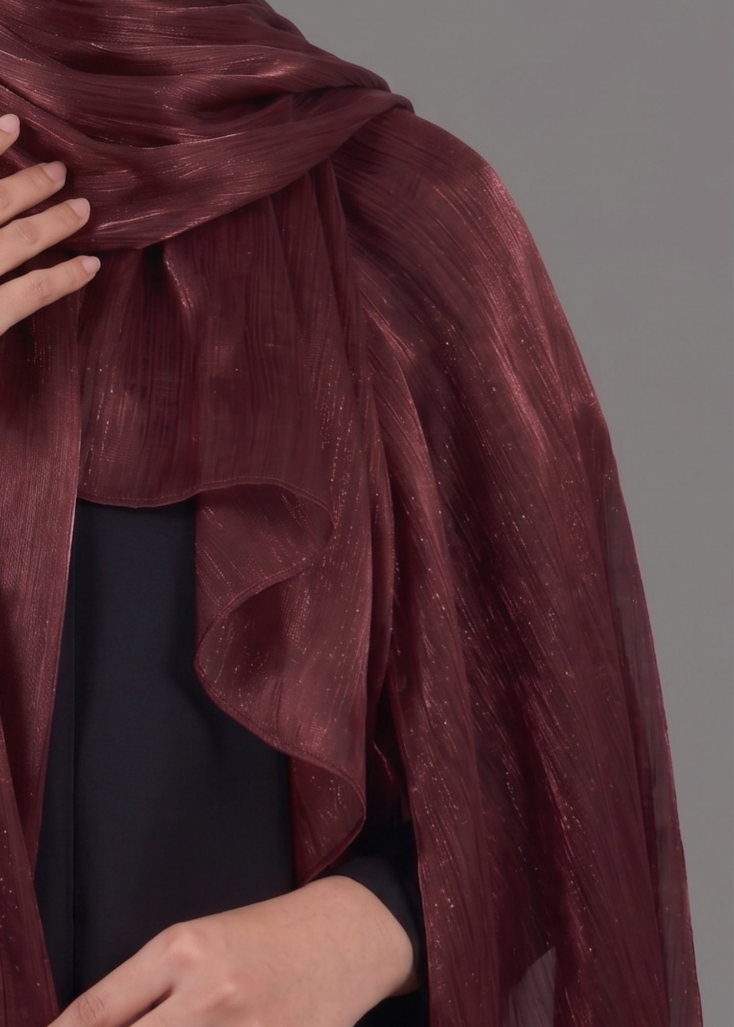 lurex organza Hijab in Maroon