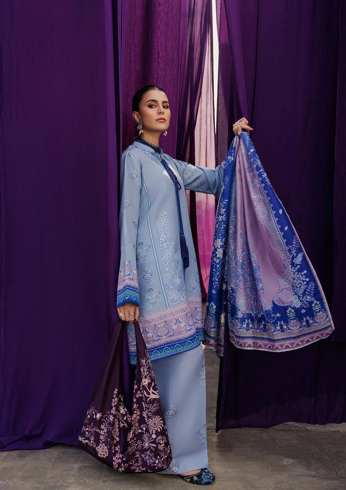 khaddar Unstitched in Lavender