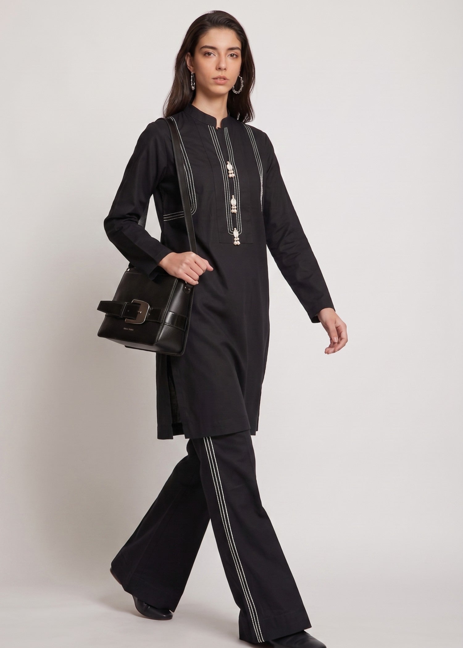 georgette chiffon Kurta Set in Black