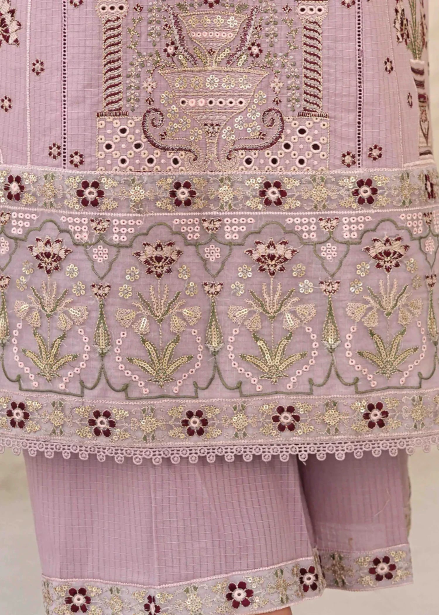cambric Kurta Set in Lilac