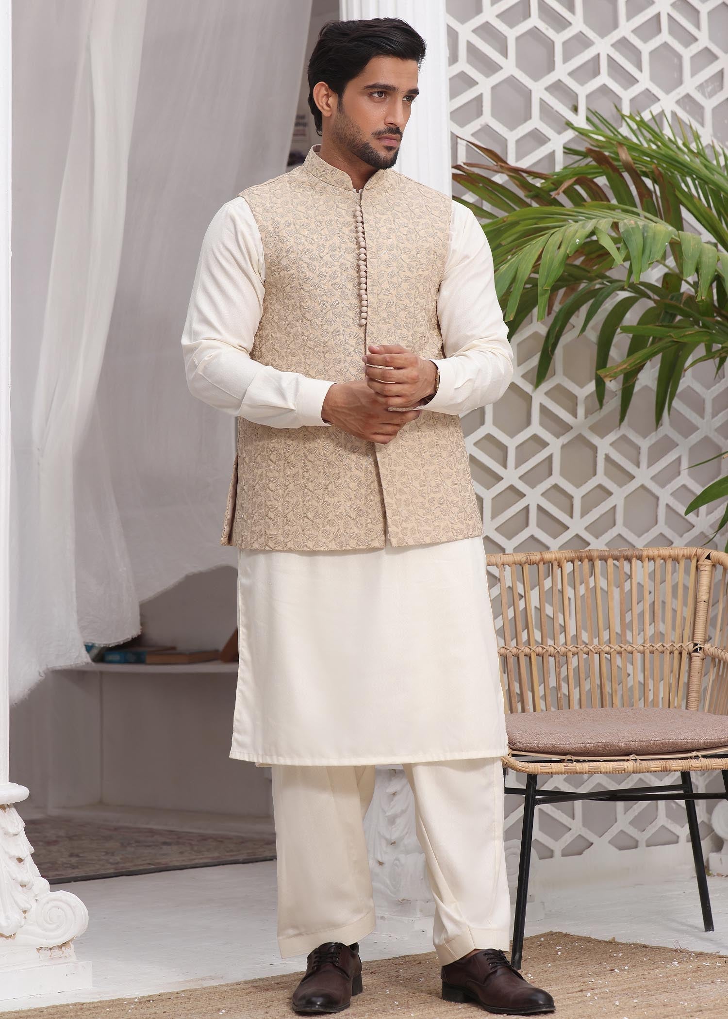 blended satin Waistcoat in Beige