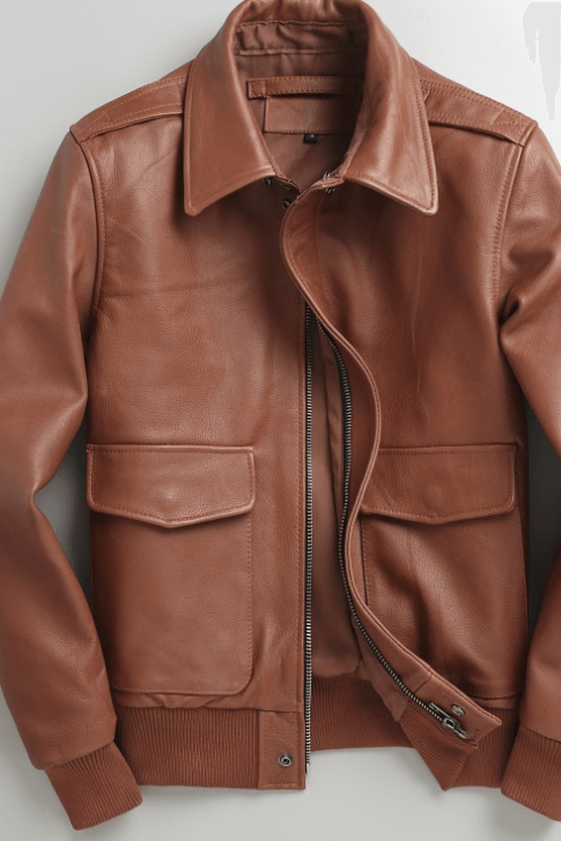 Genuine Leather Men'S Casual Youth Short Slim-Fit Leather Jacket