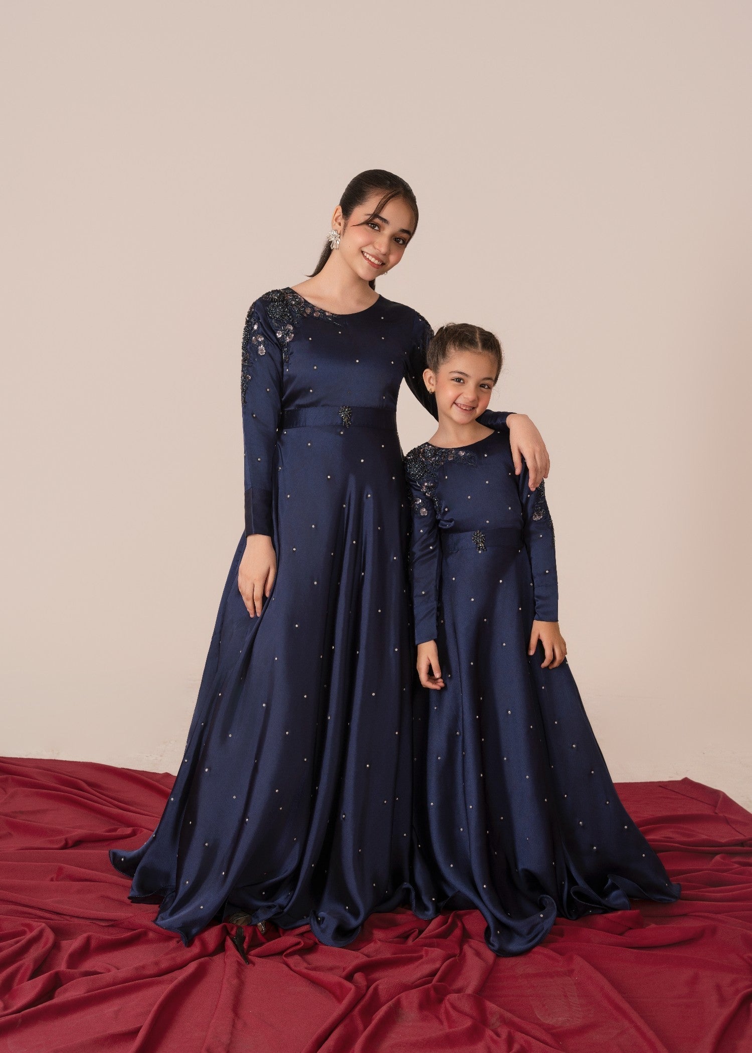 silk Pishwas in Navy blue