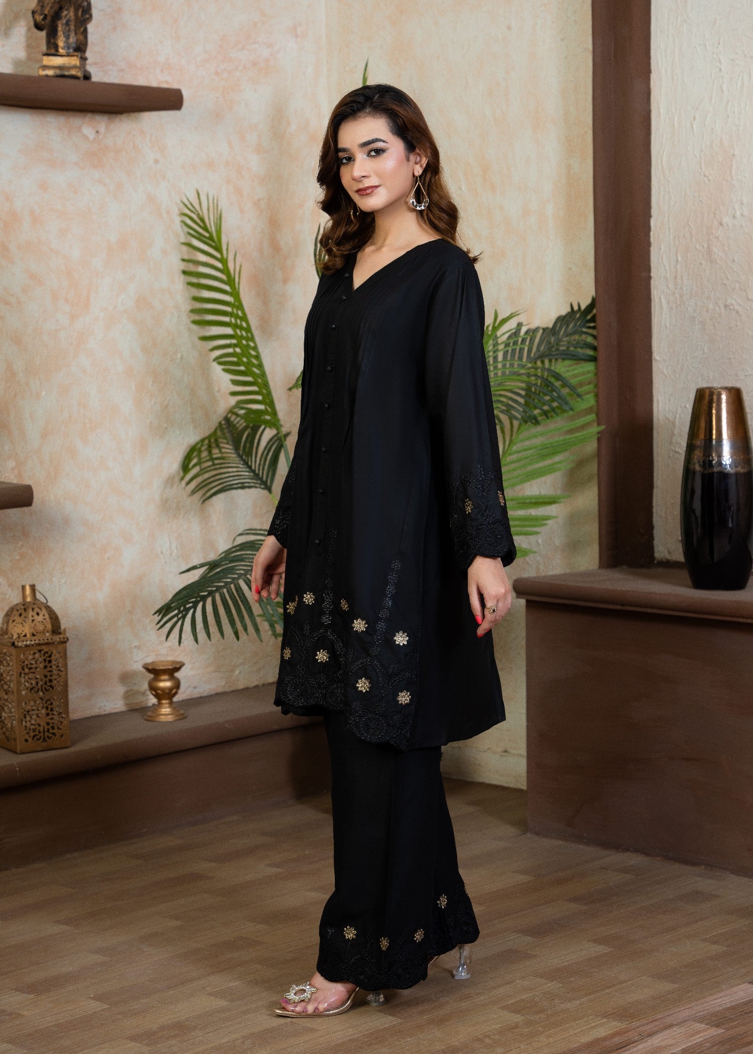 pure cotton Short Frock in Black