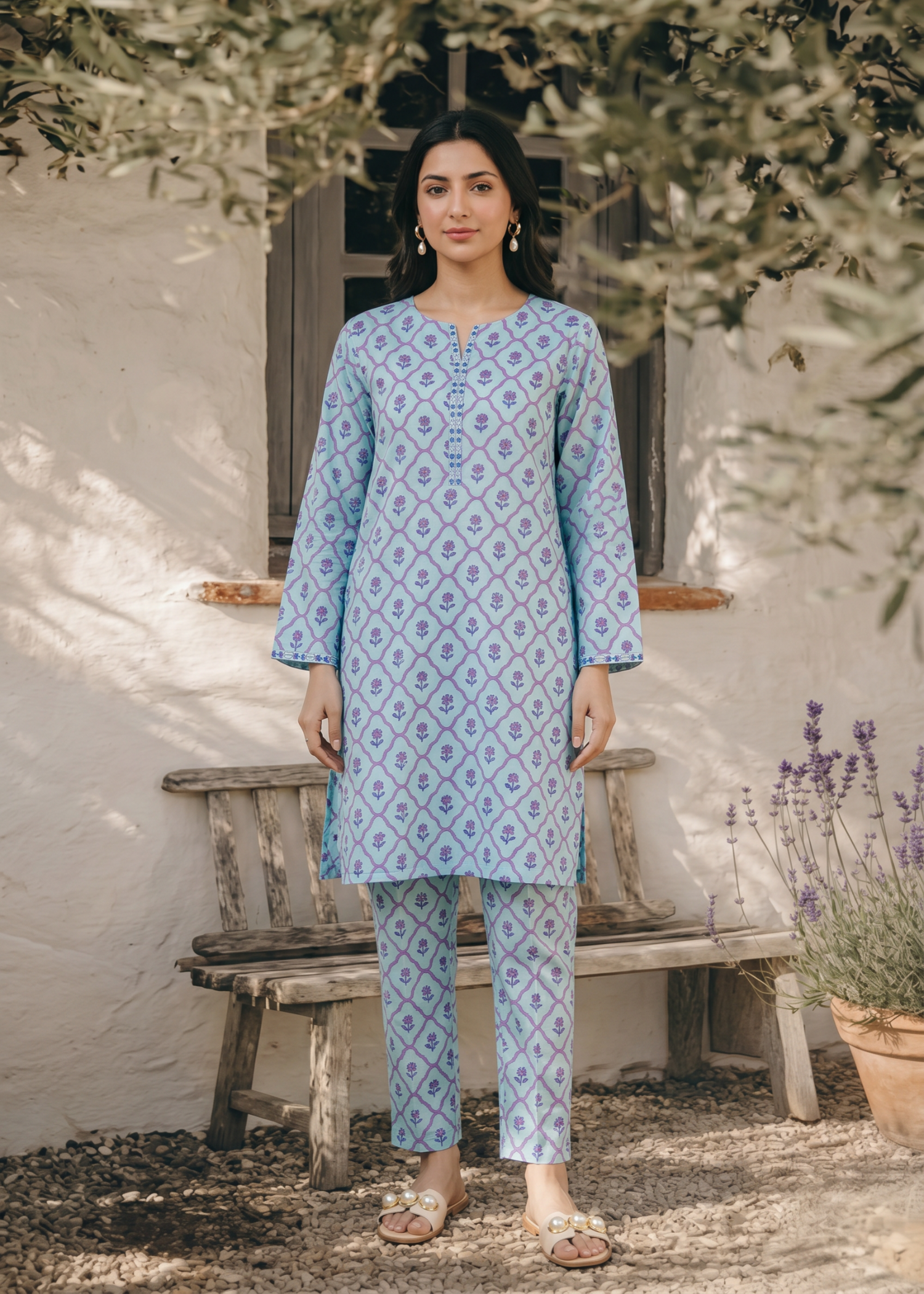 lawn Co Ord Sets in Light blue