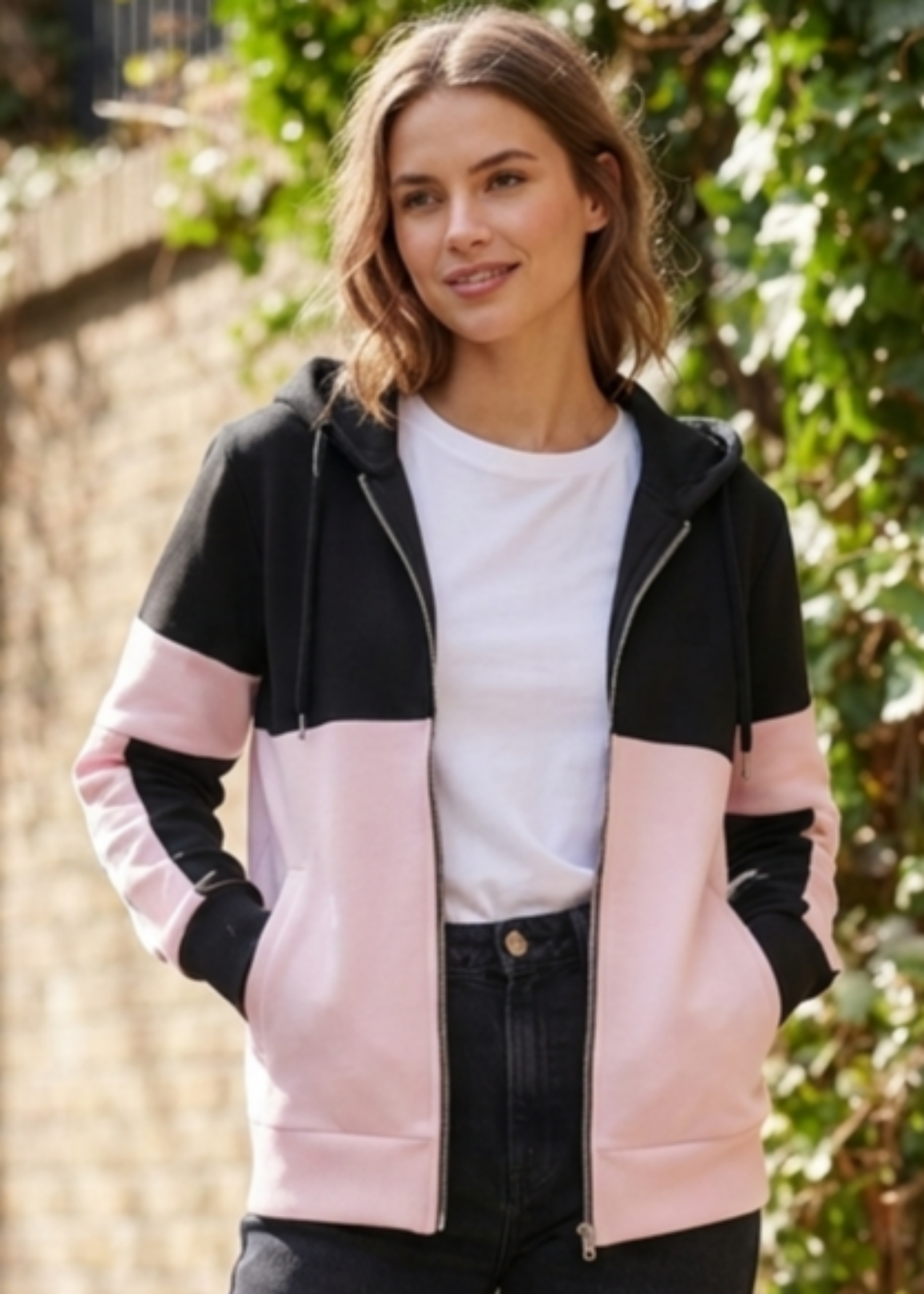 fleece jersey knit Hoodie in Multi