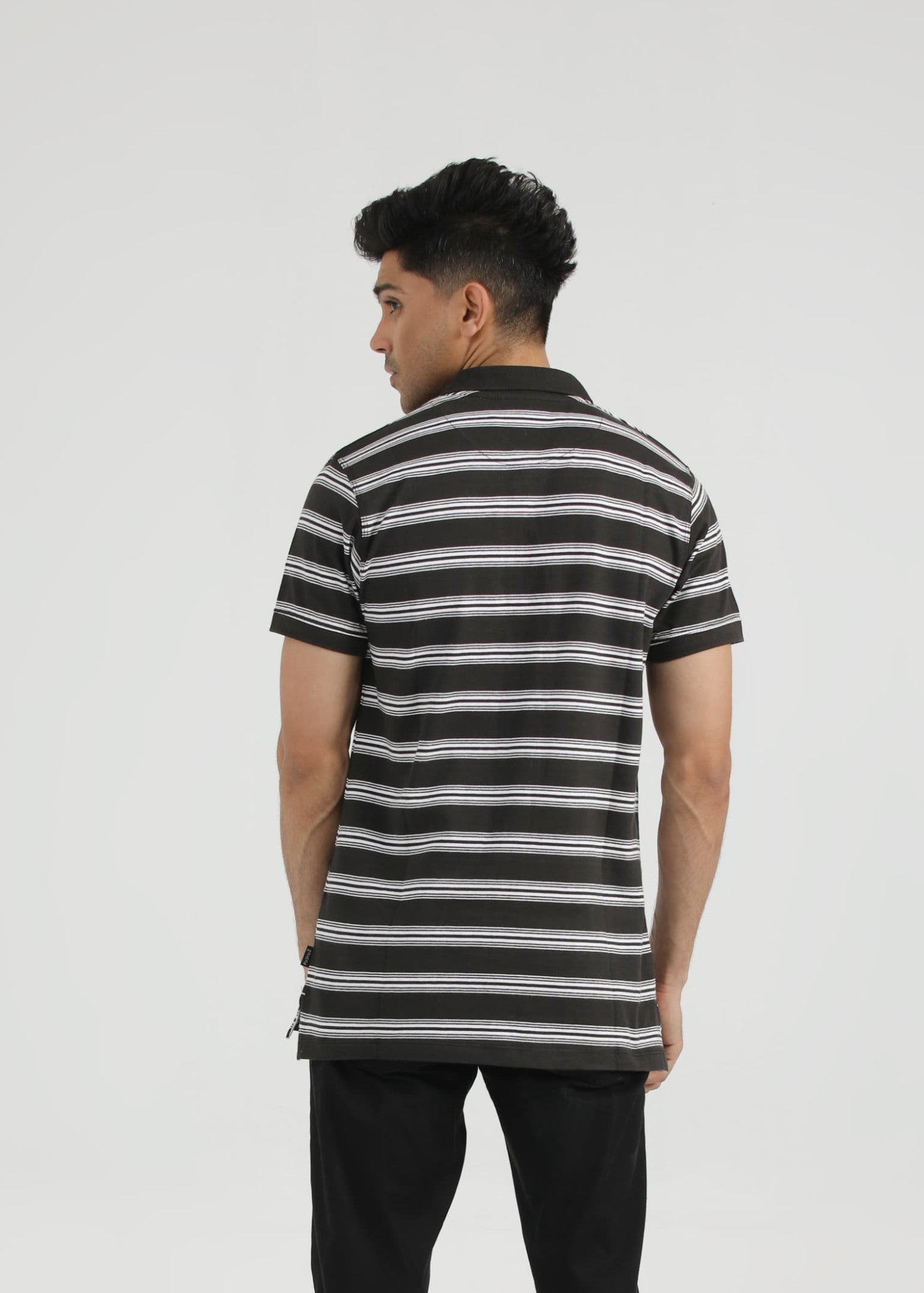 single jersey knit Polo Shirt in Black