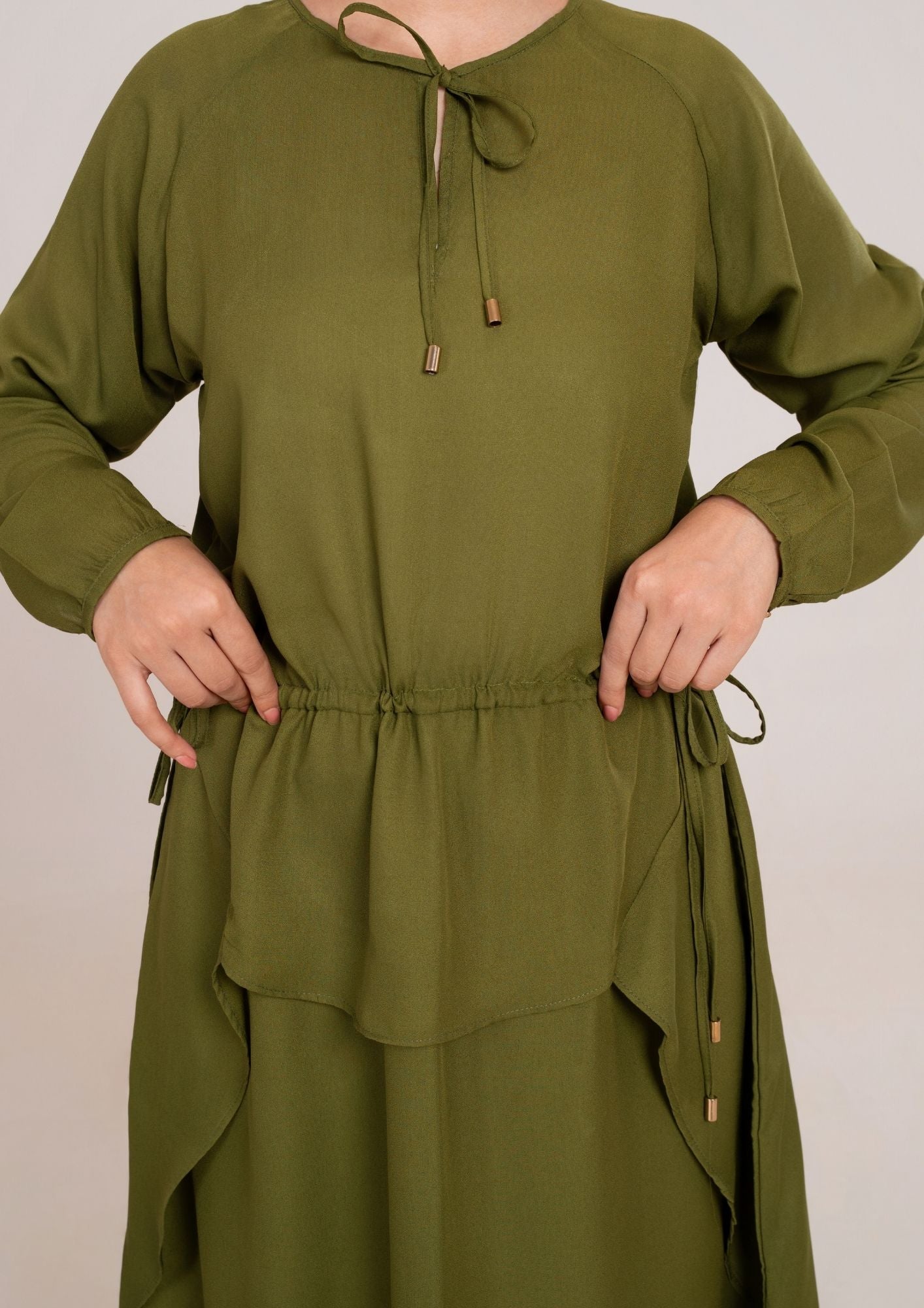 georgette Dress in Olive green