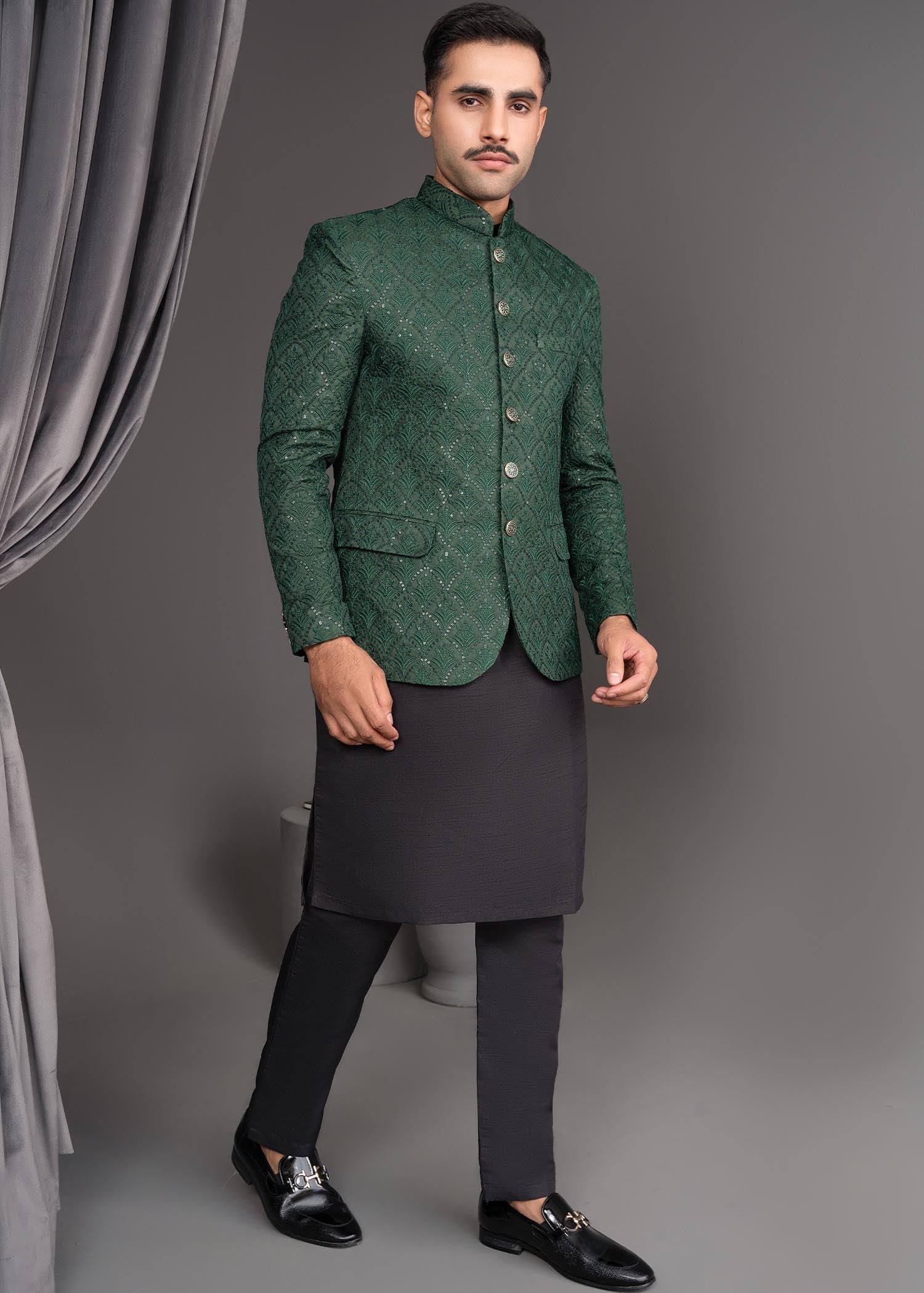 silk Prince Coat in Bottle green