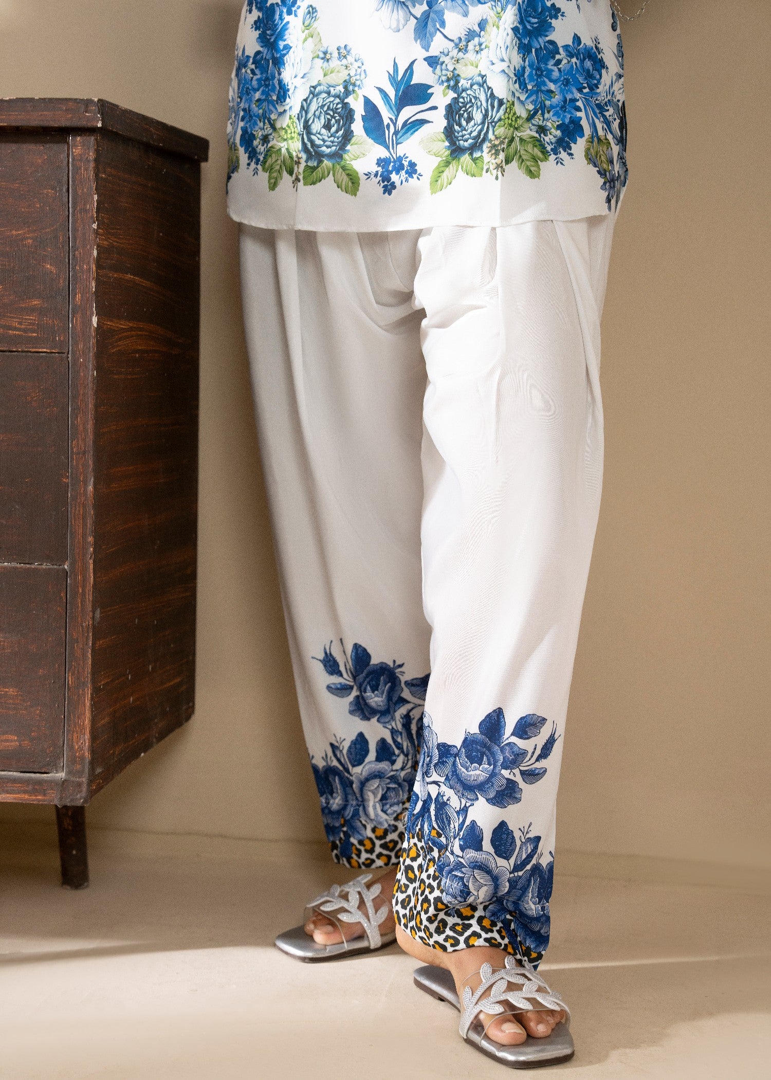 poly lawn Kurta Set in White
