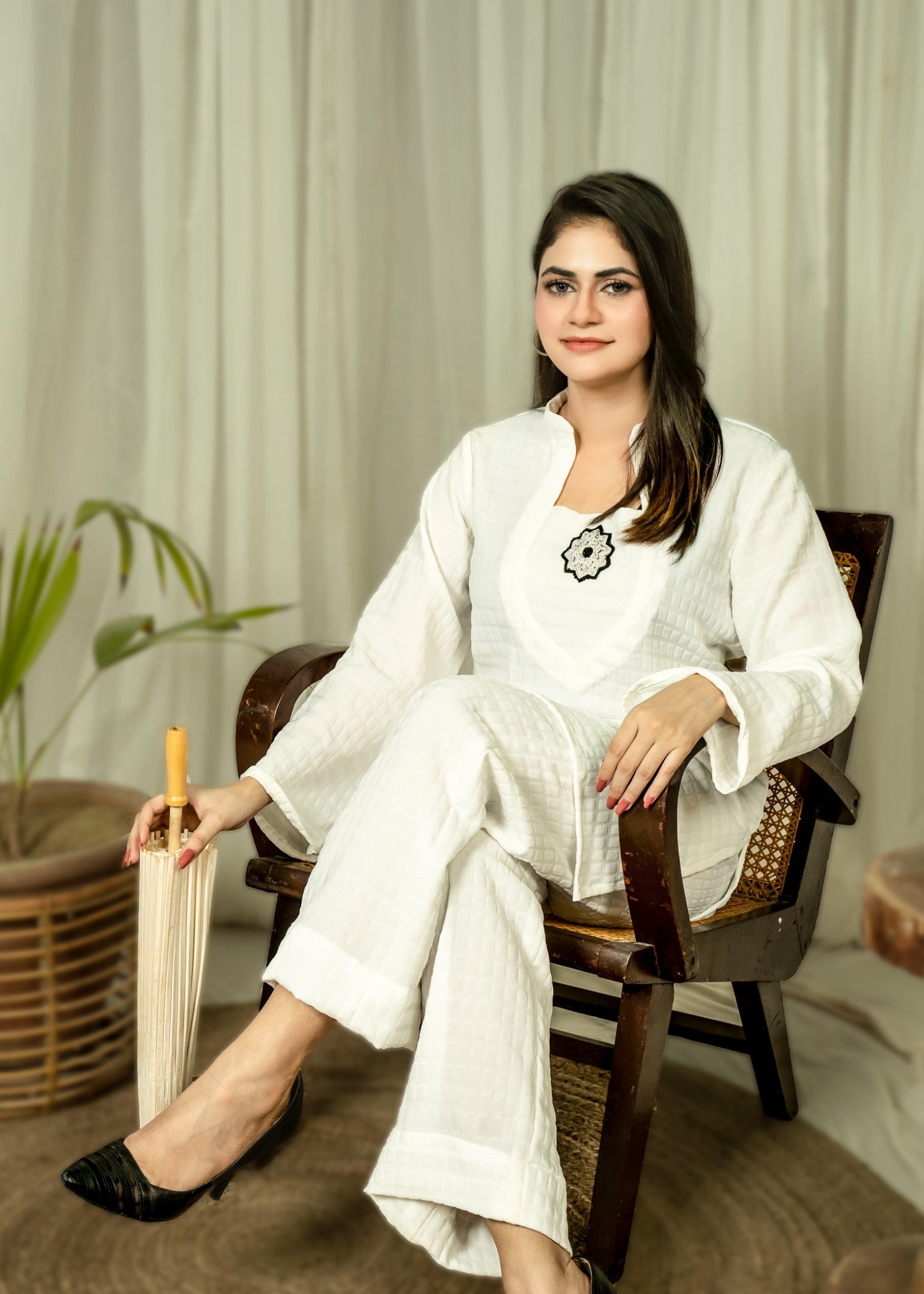 georgette chiffon Co ord Sets in Off-white