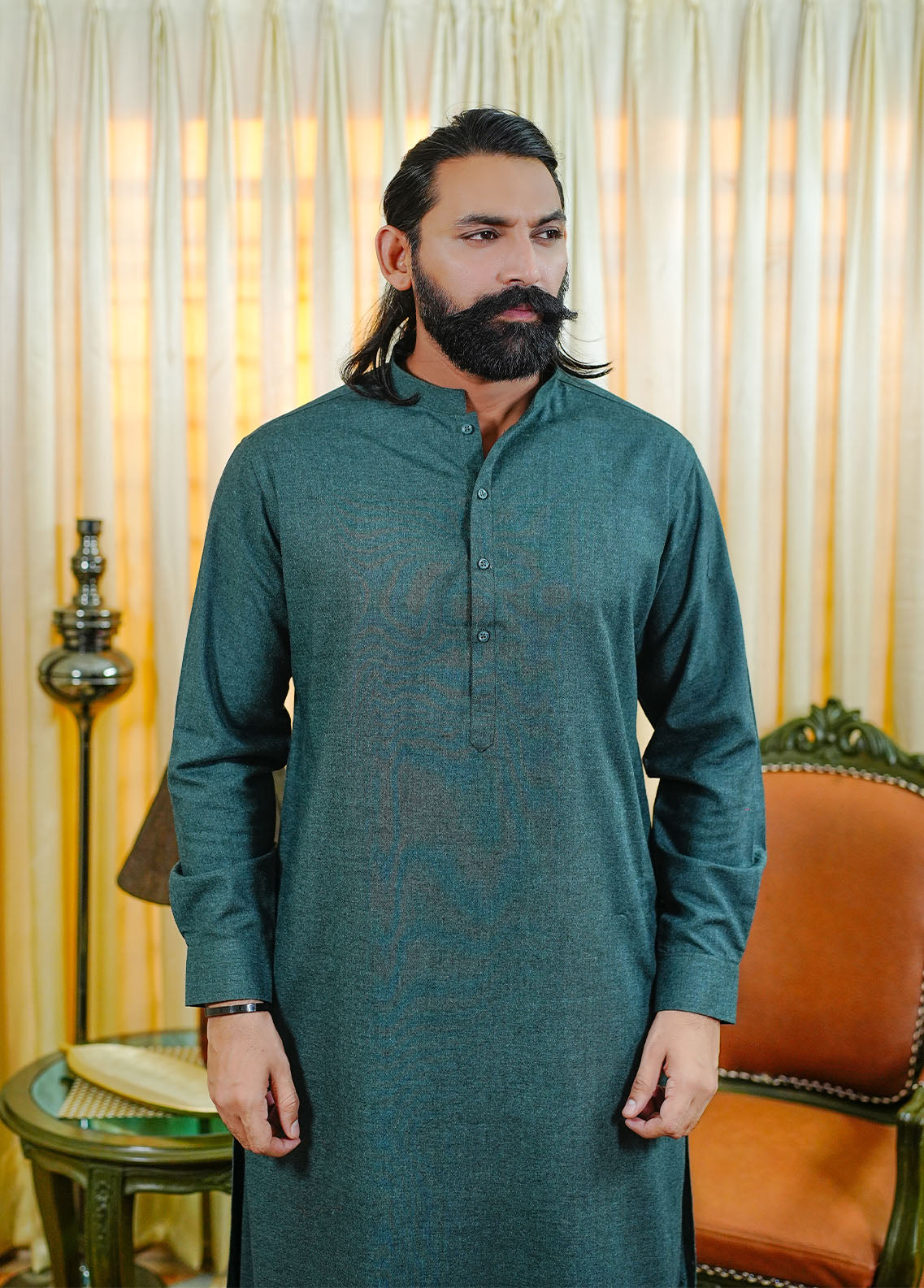 acrylic wool Shalwar Kameez in Sea green