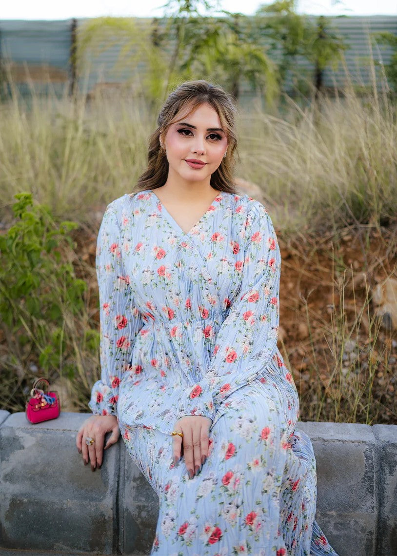 silk Dress in Powder blue