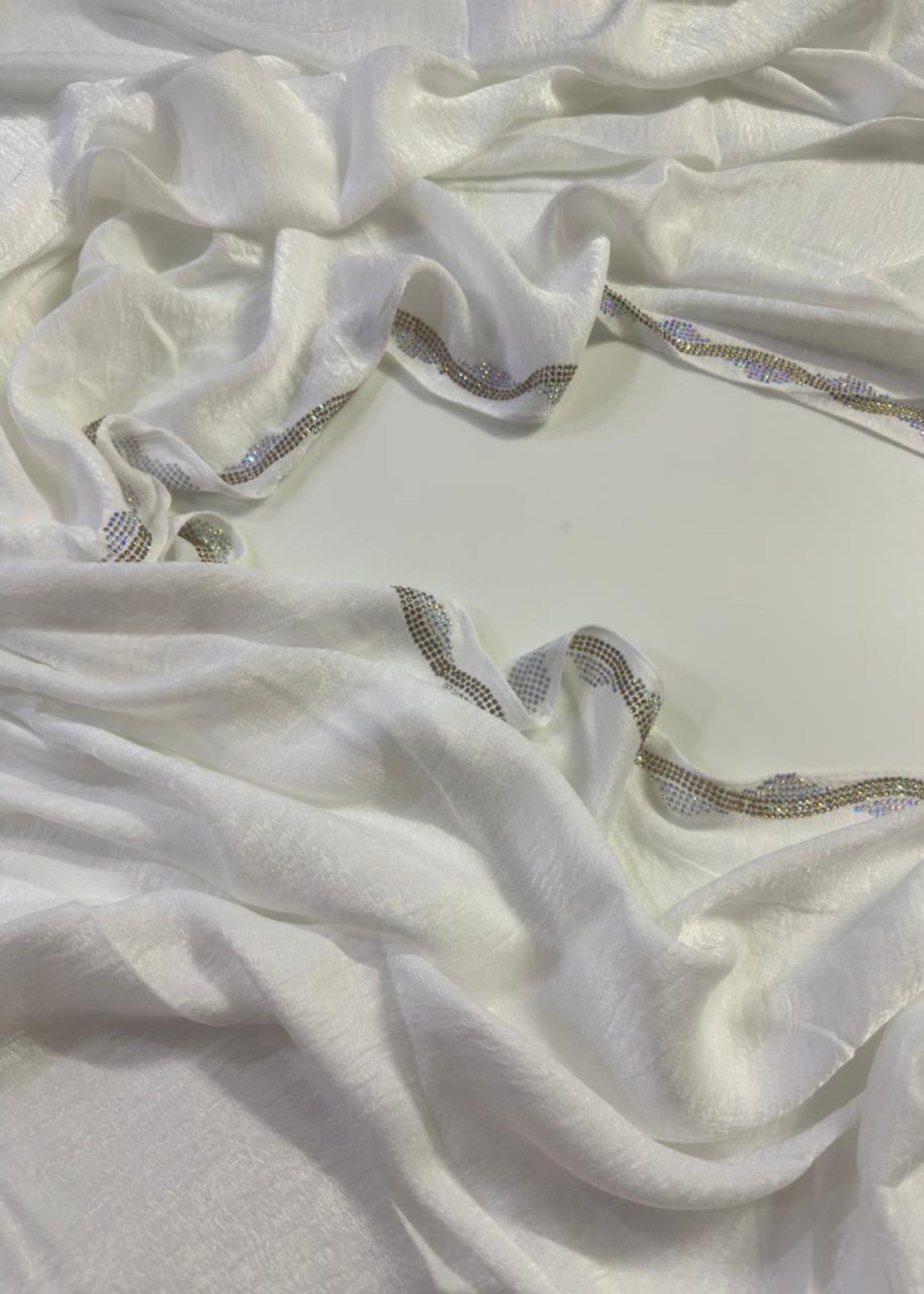 crushed velvet Hijab in White