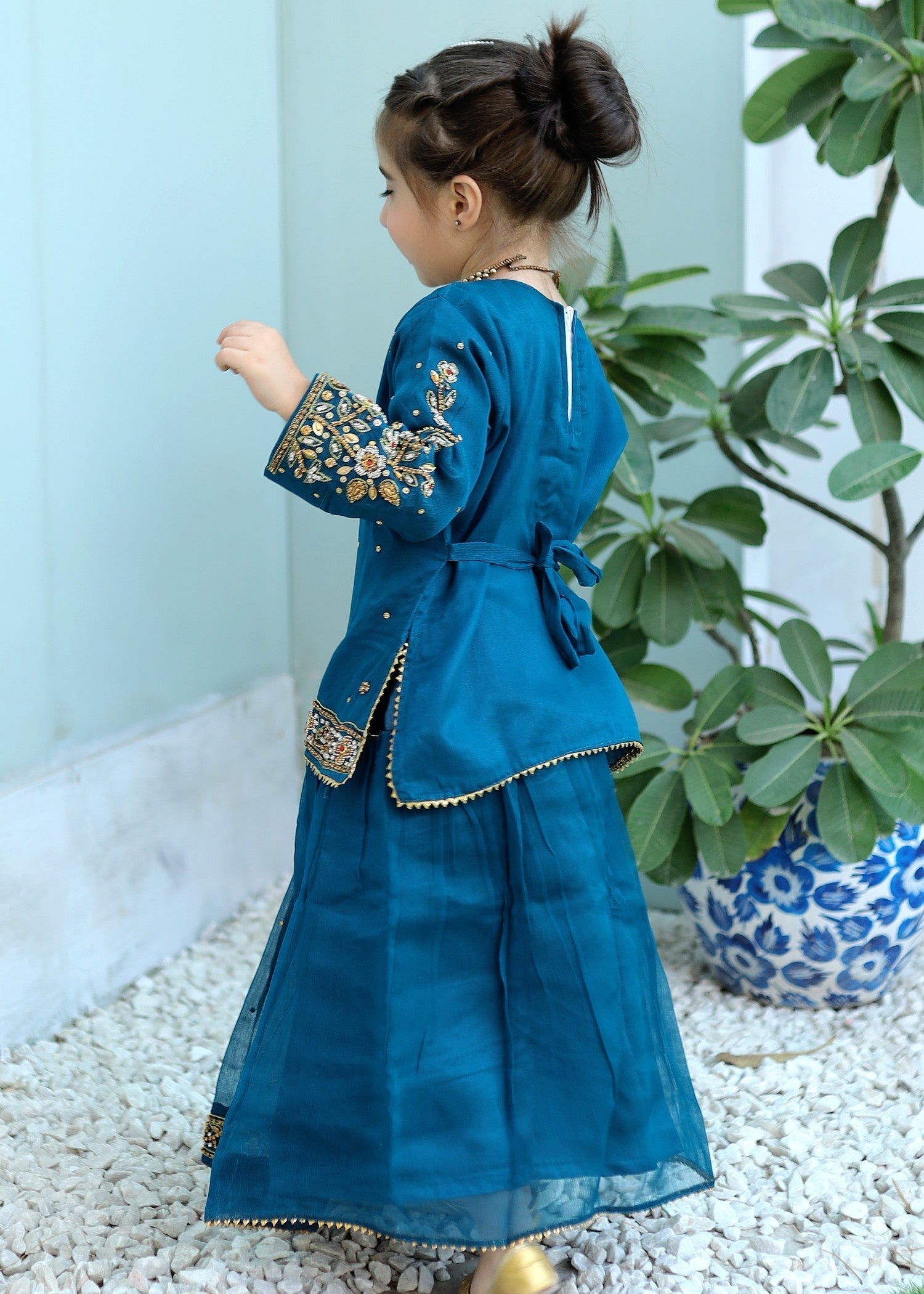 chiffon Lehenga in Sapphire blue