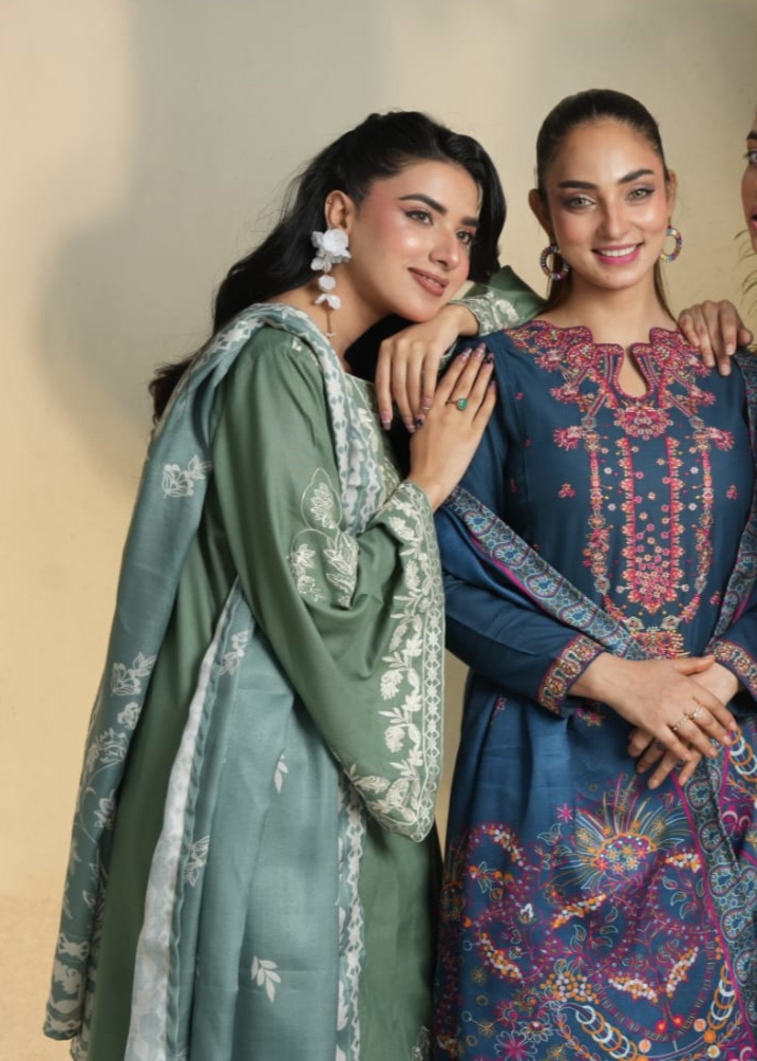 dhanak Kurta Set in Sage green