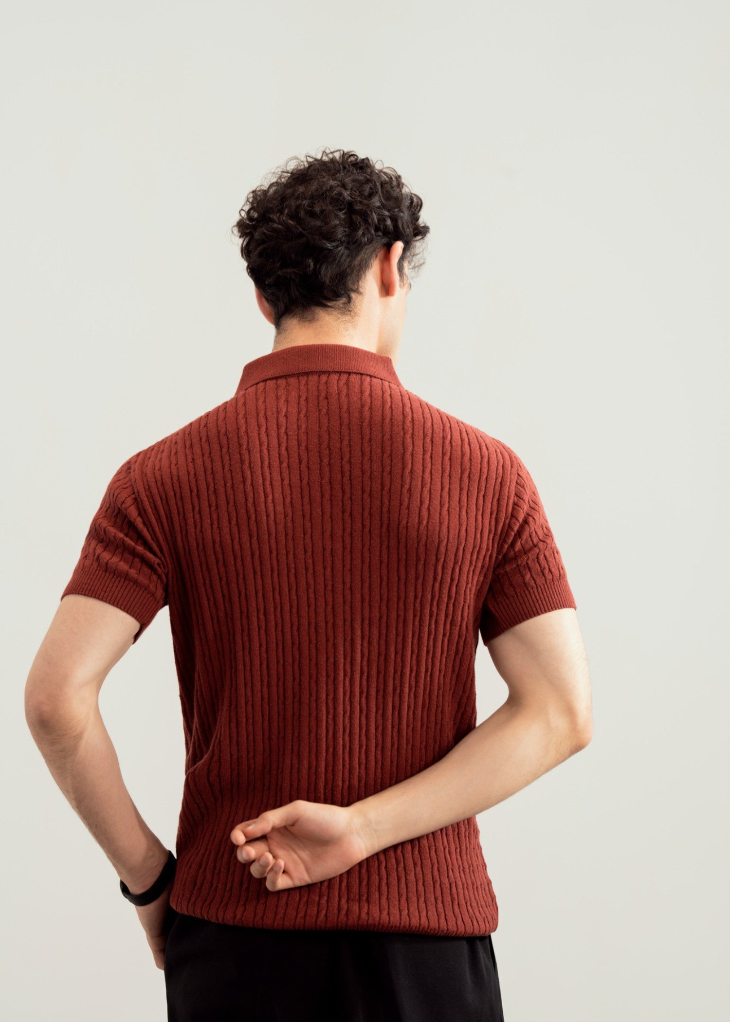 cotton Polo Shirt in Rust orange