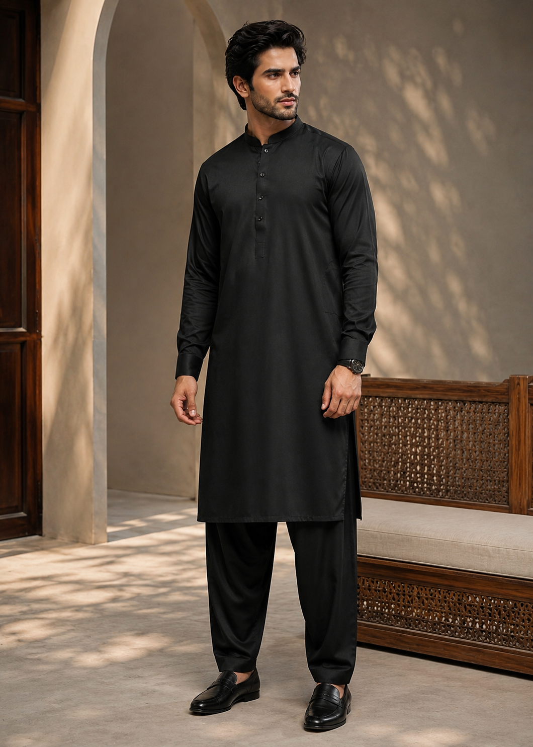 wash & wear Shalwar Kameez in Black by Dulha Dress House