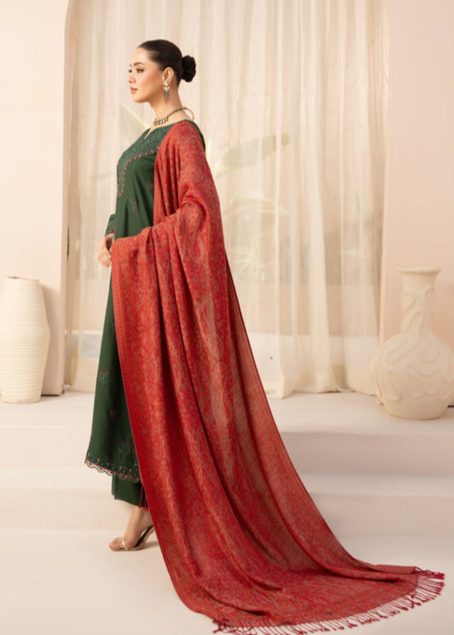 dhanak Kurta Set in Apple green