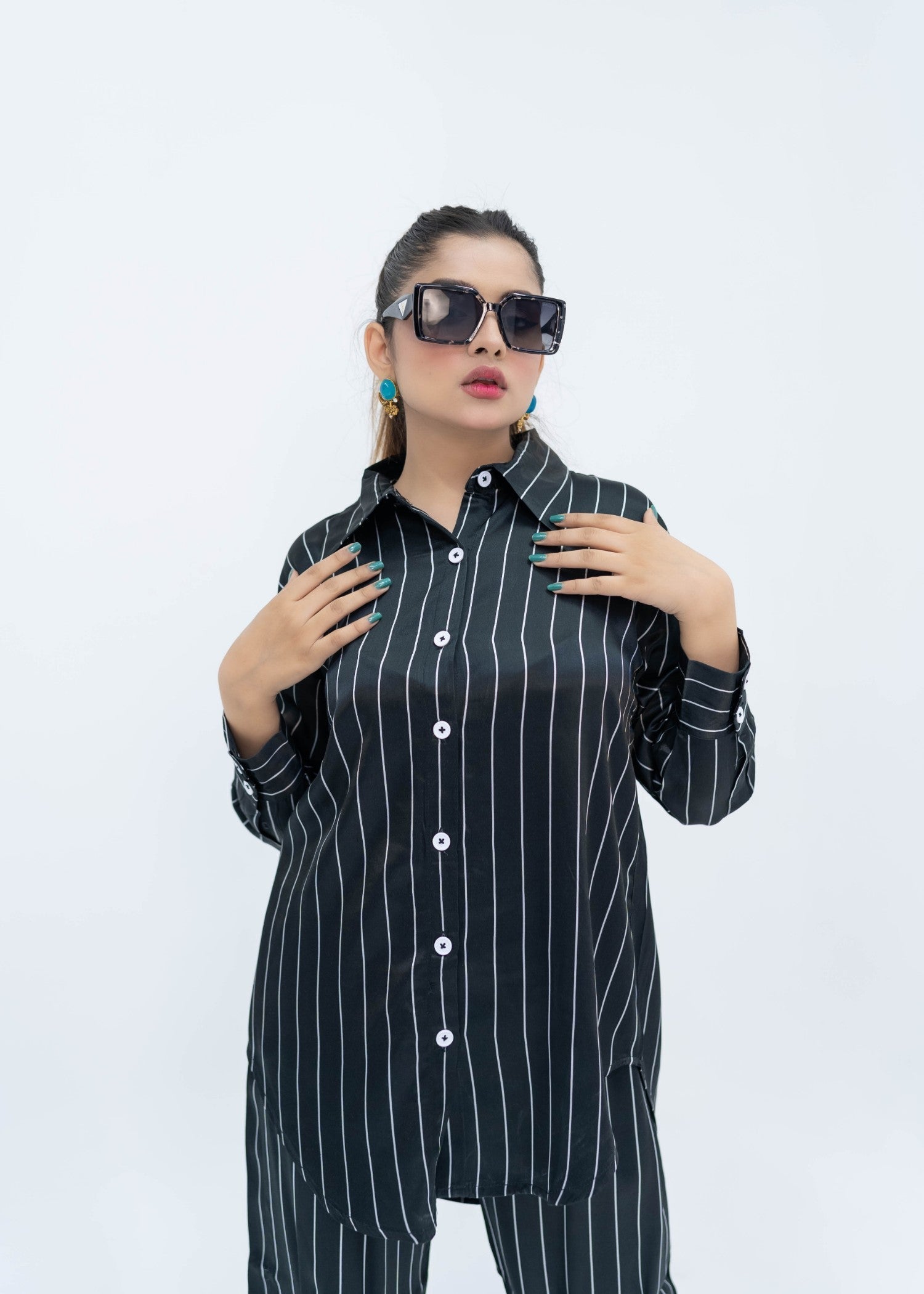 thai silk Co Ord Sets in Jet black