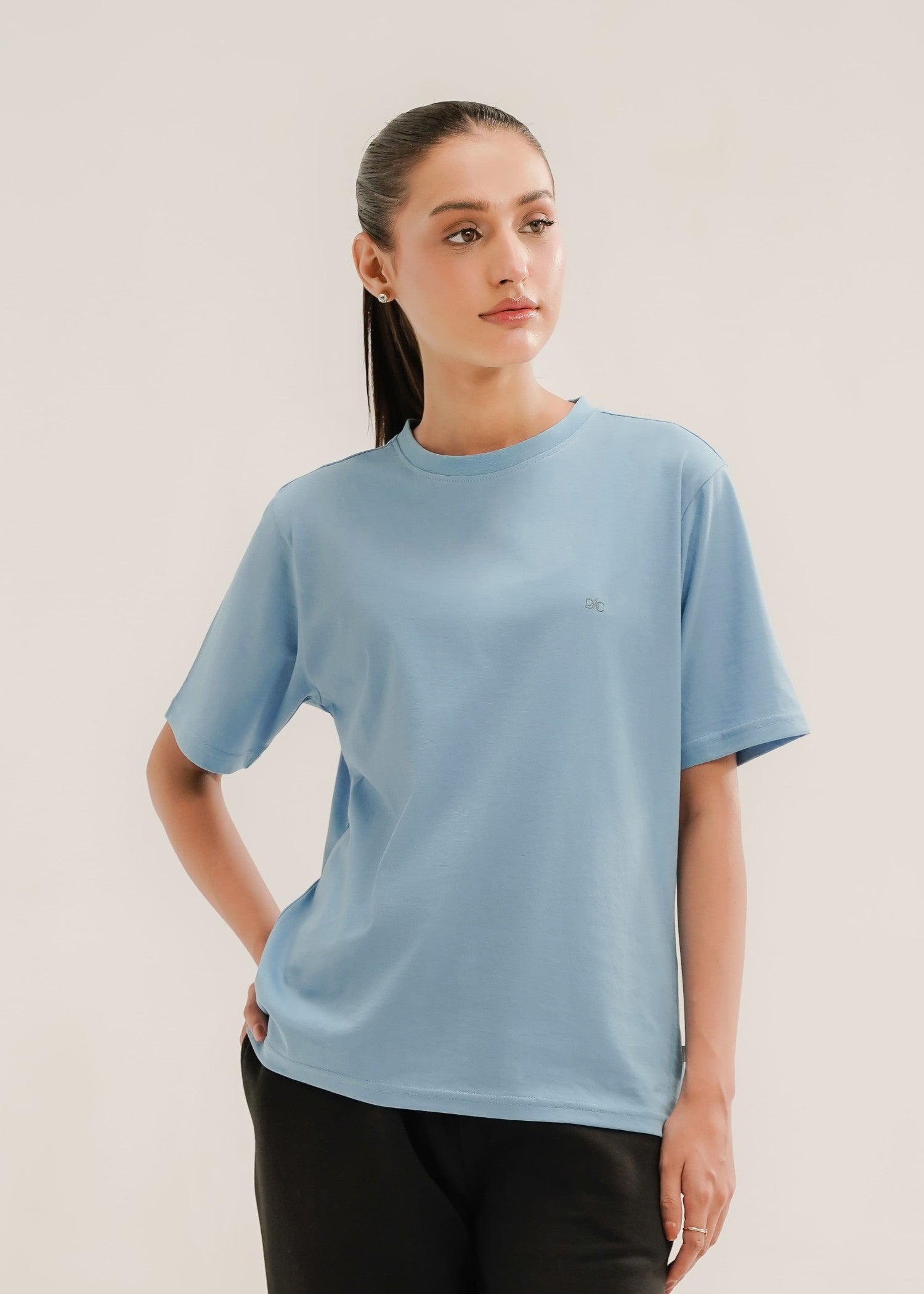 cotton T Shirt in Light blue