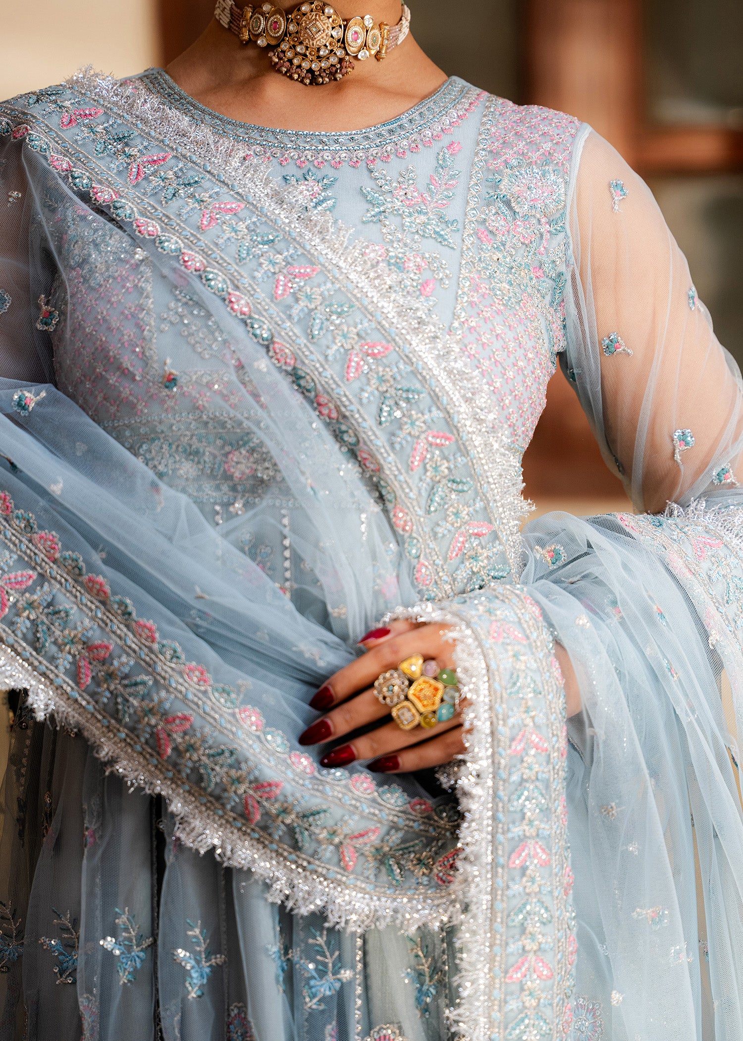 net Pishwas in Ice blue