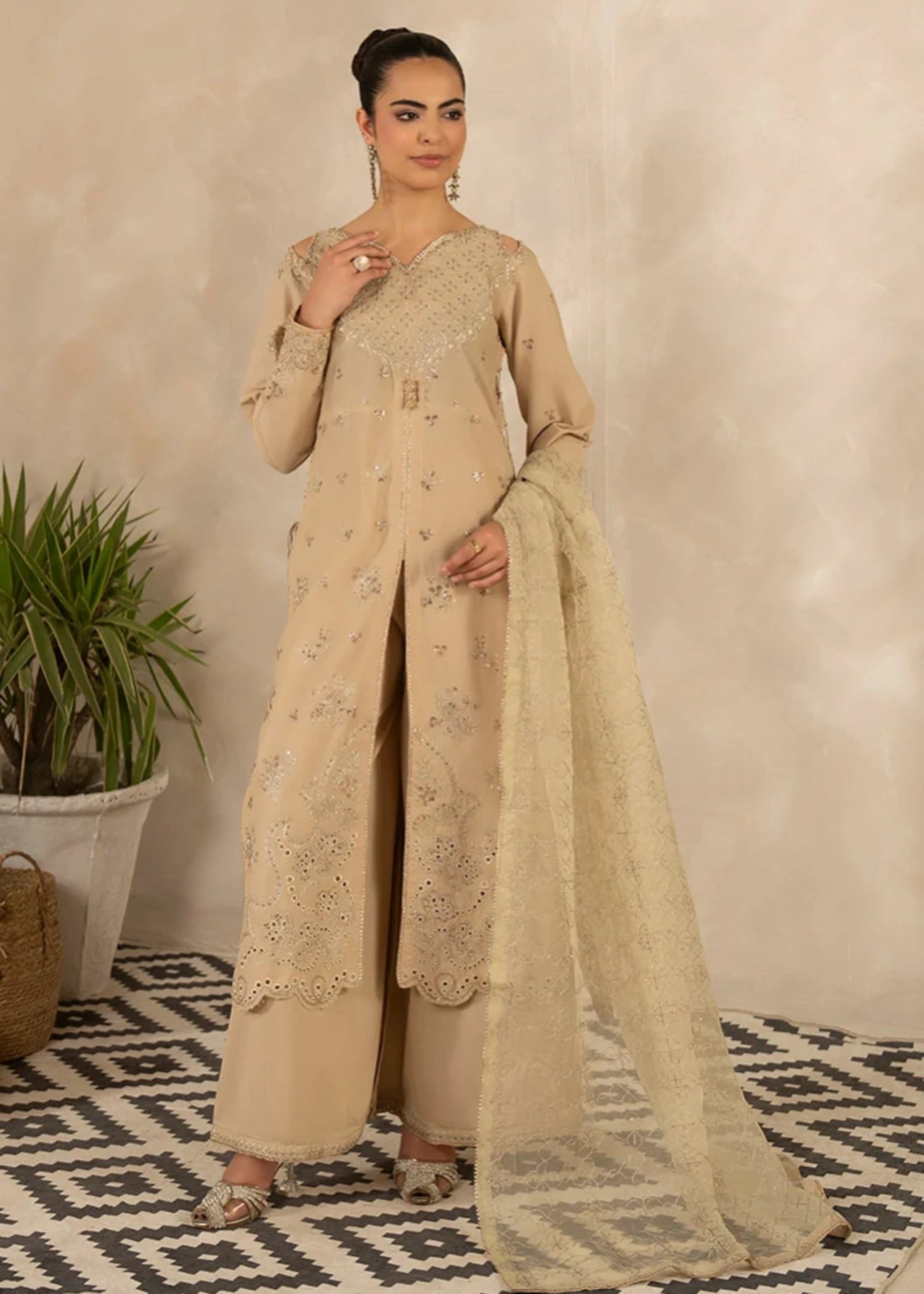 cambric Sharara in Off-white