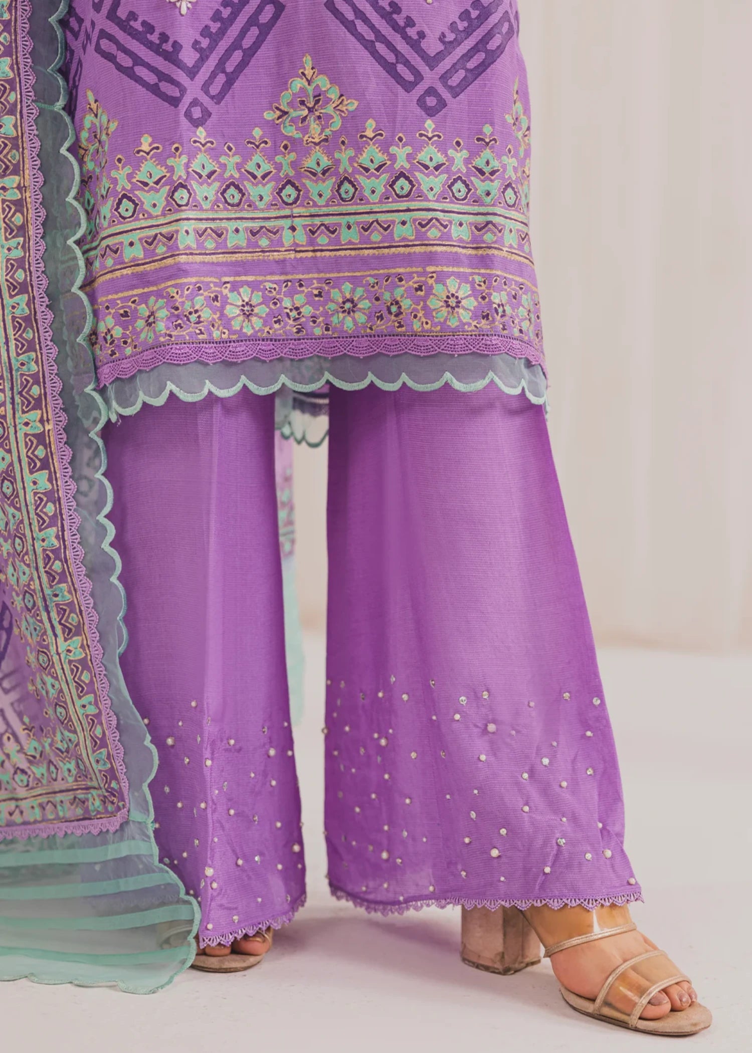 raw silk Unstitched in Lavender