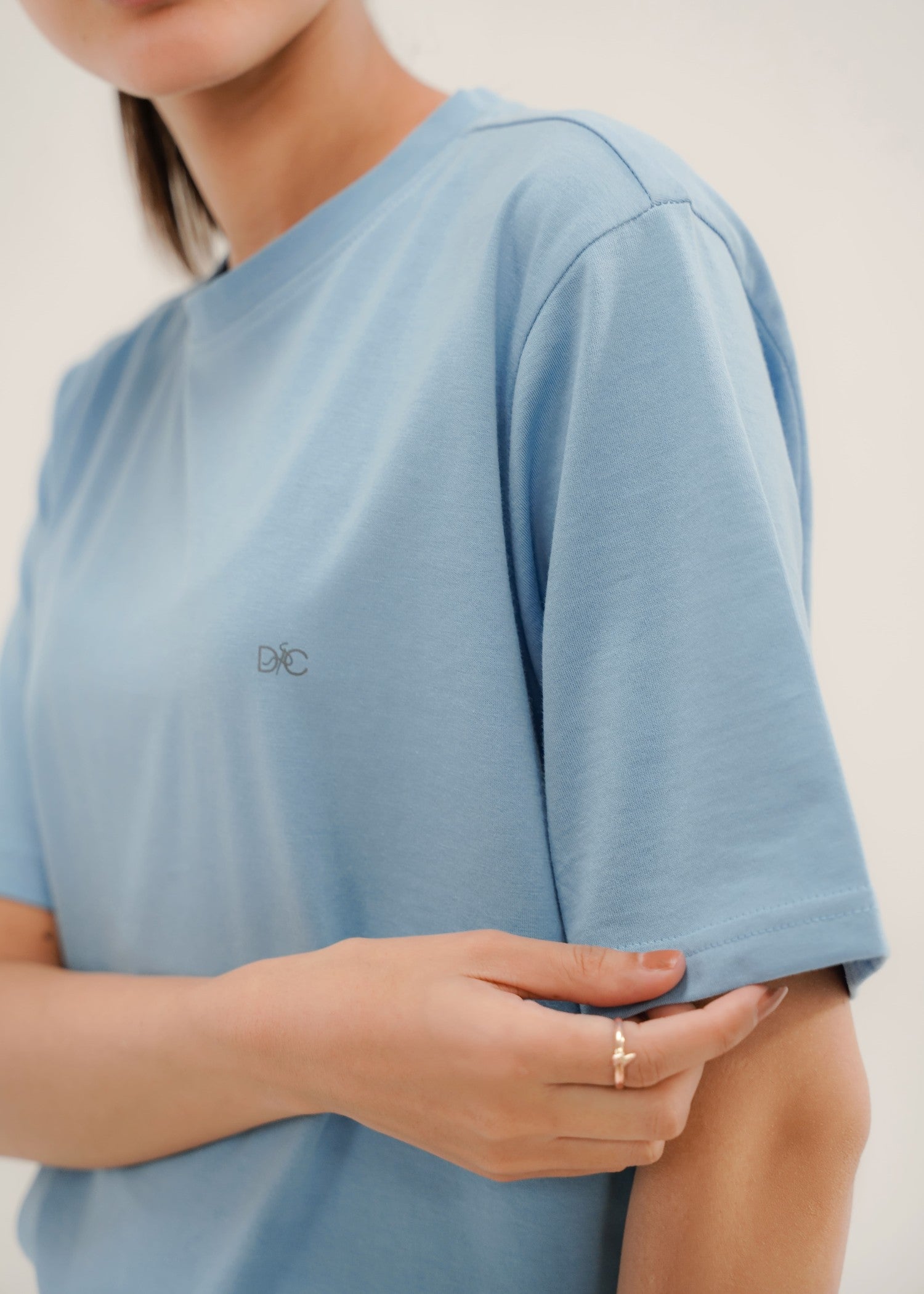 cotton T Shirt in Light blue