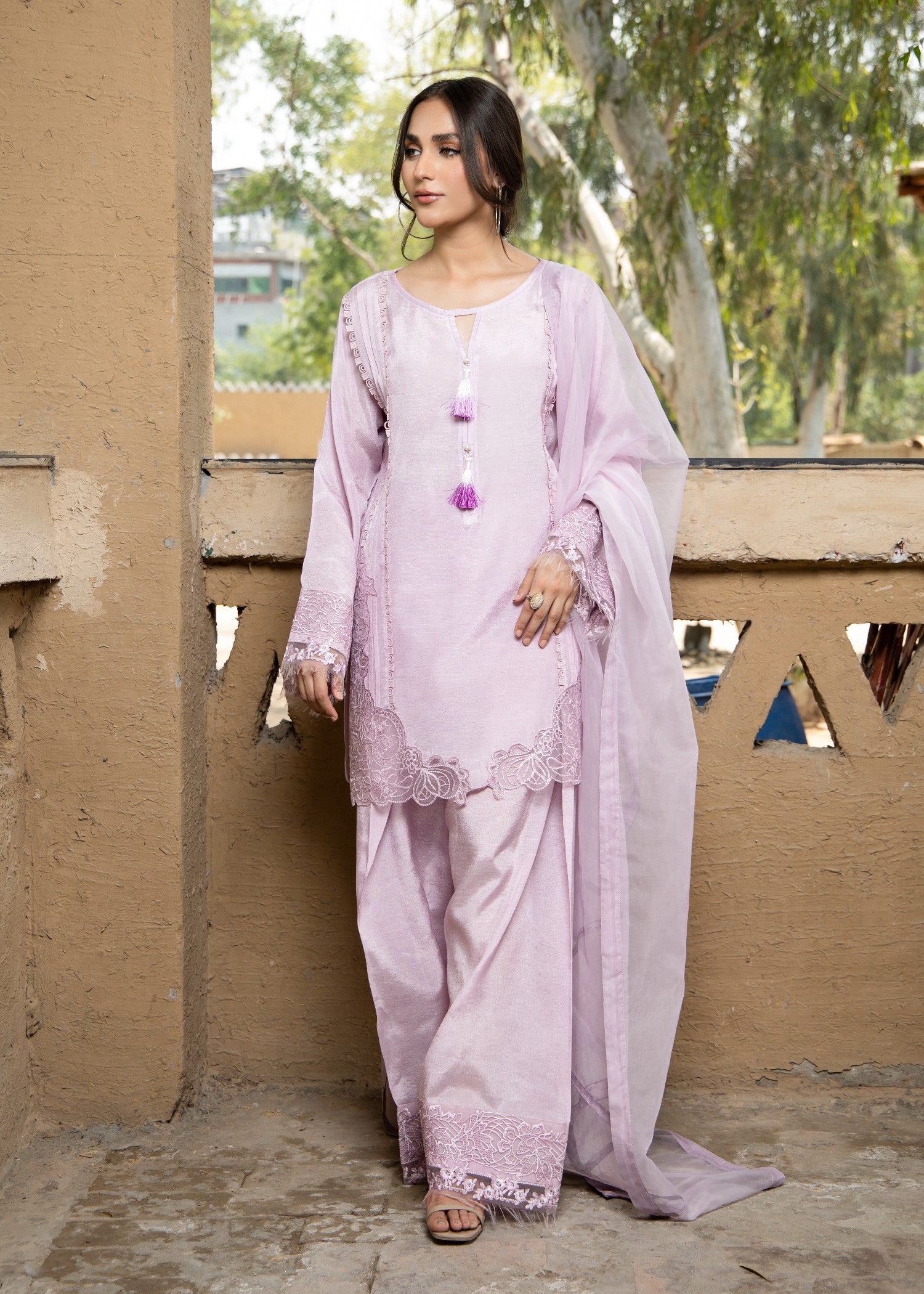 viscose Kurta Set in Lilac
