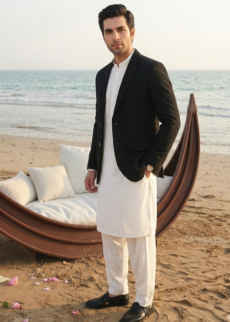 wool Blazer in Black