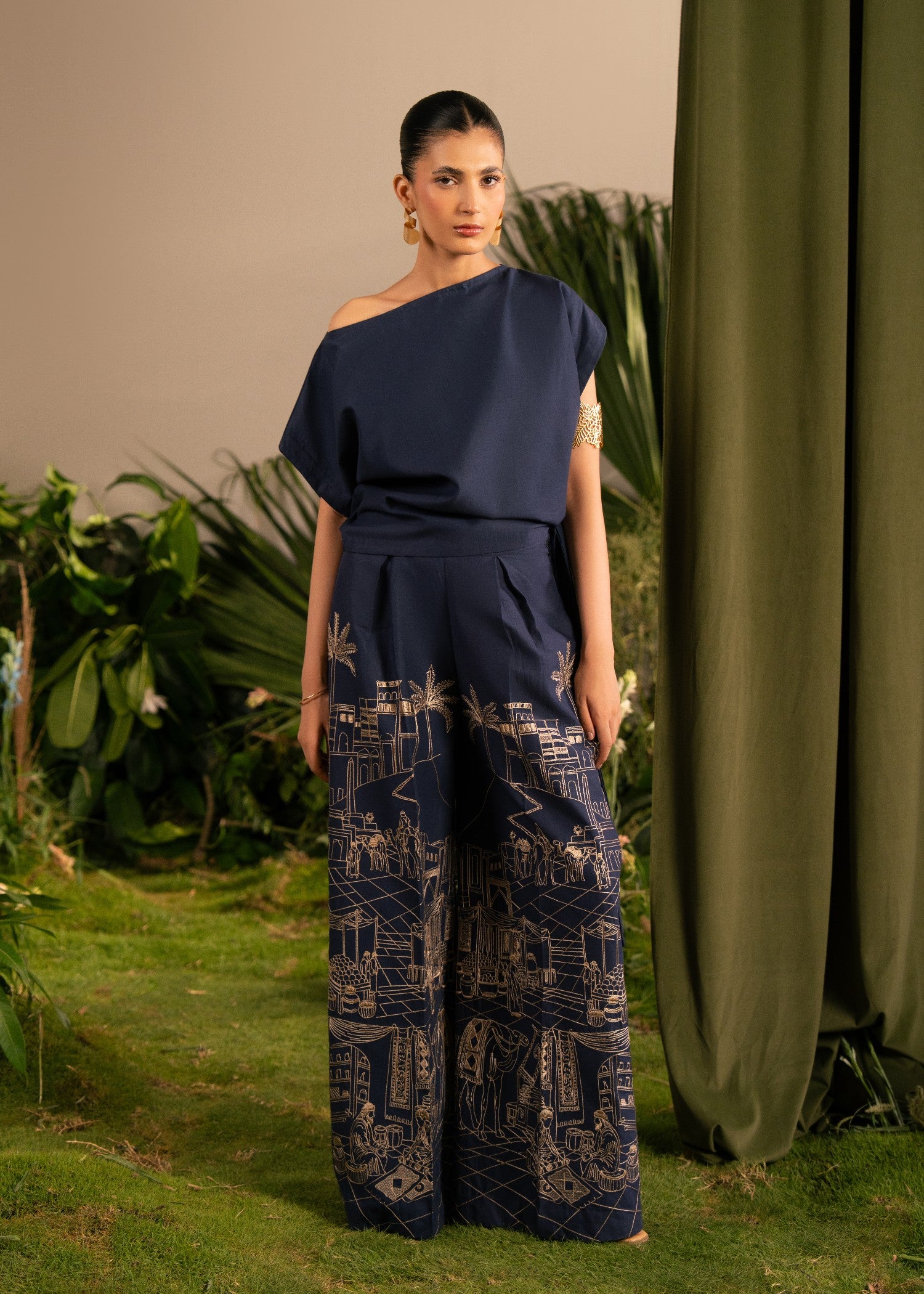 lawn cotton Co Ord Sets in Midnight blue