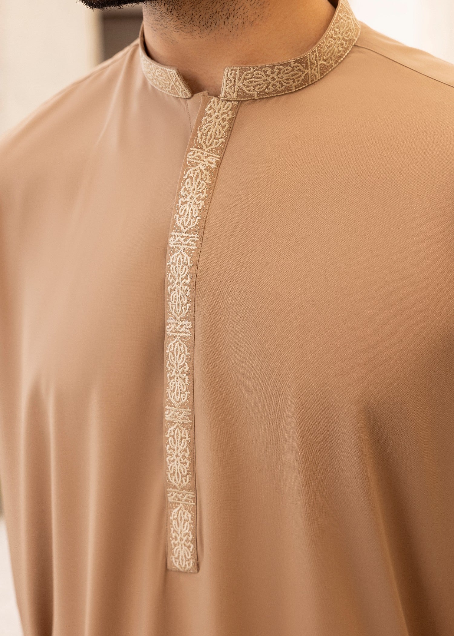 wash & wear Shalwar Kameez in Tan brown