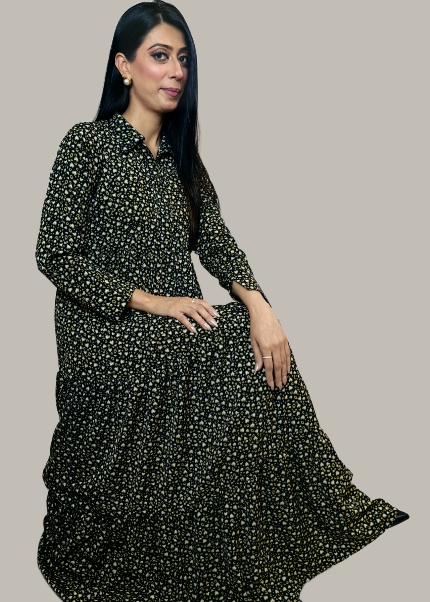georgette Maxi in Black, ebony