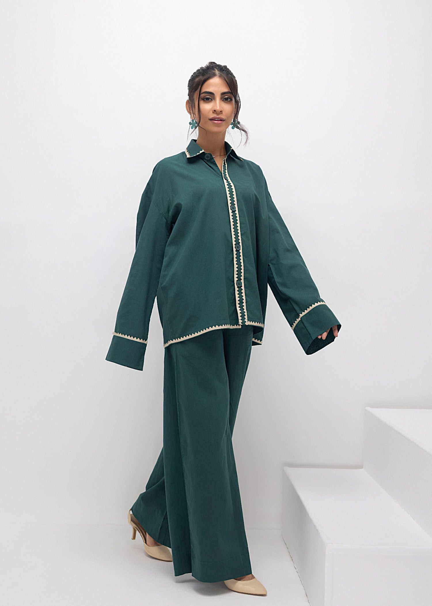 cotton Co Ord Sets in Bottle green