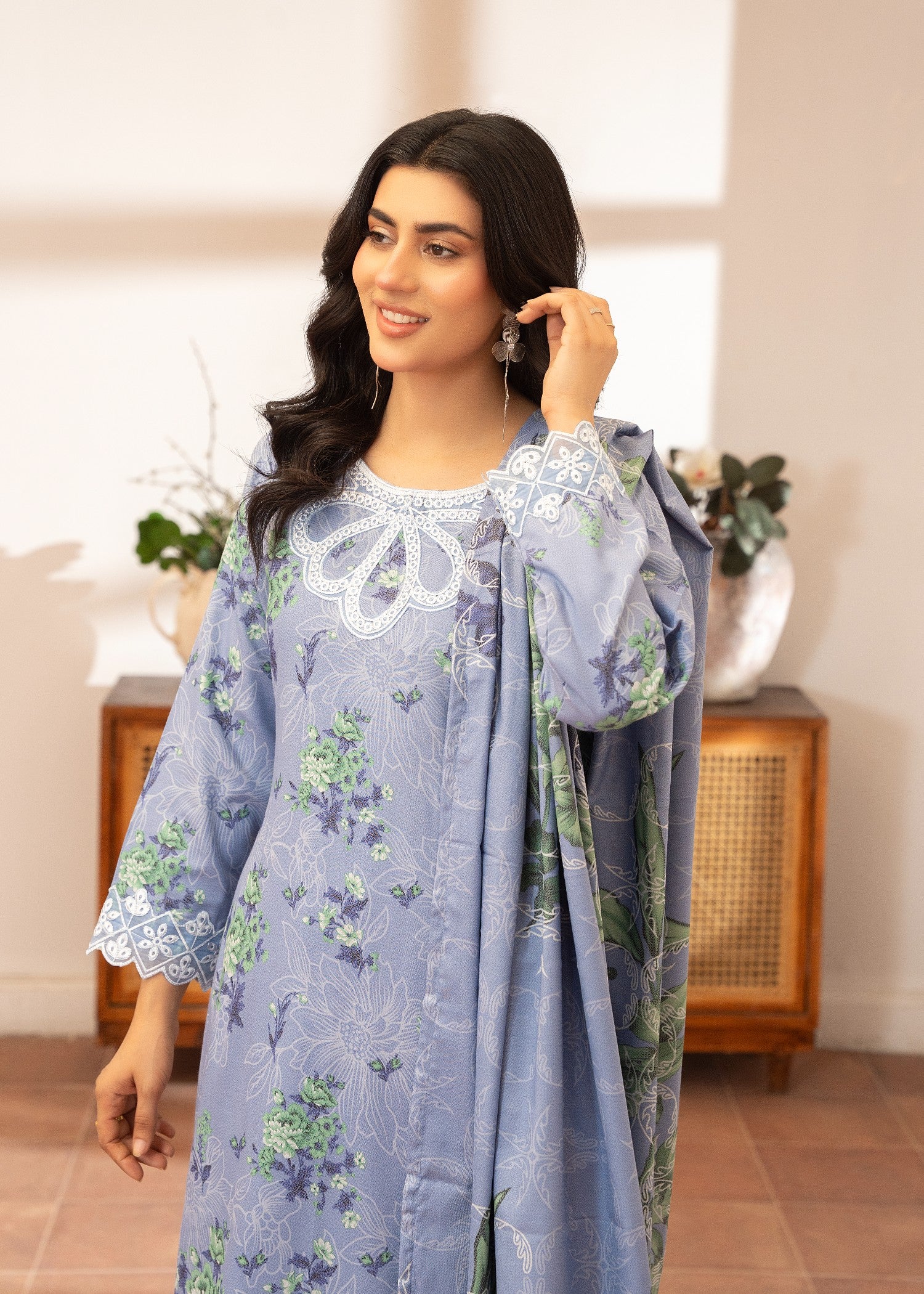 dhanak Kurta Set in Sky blue