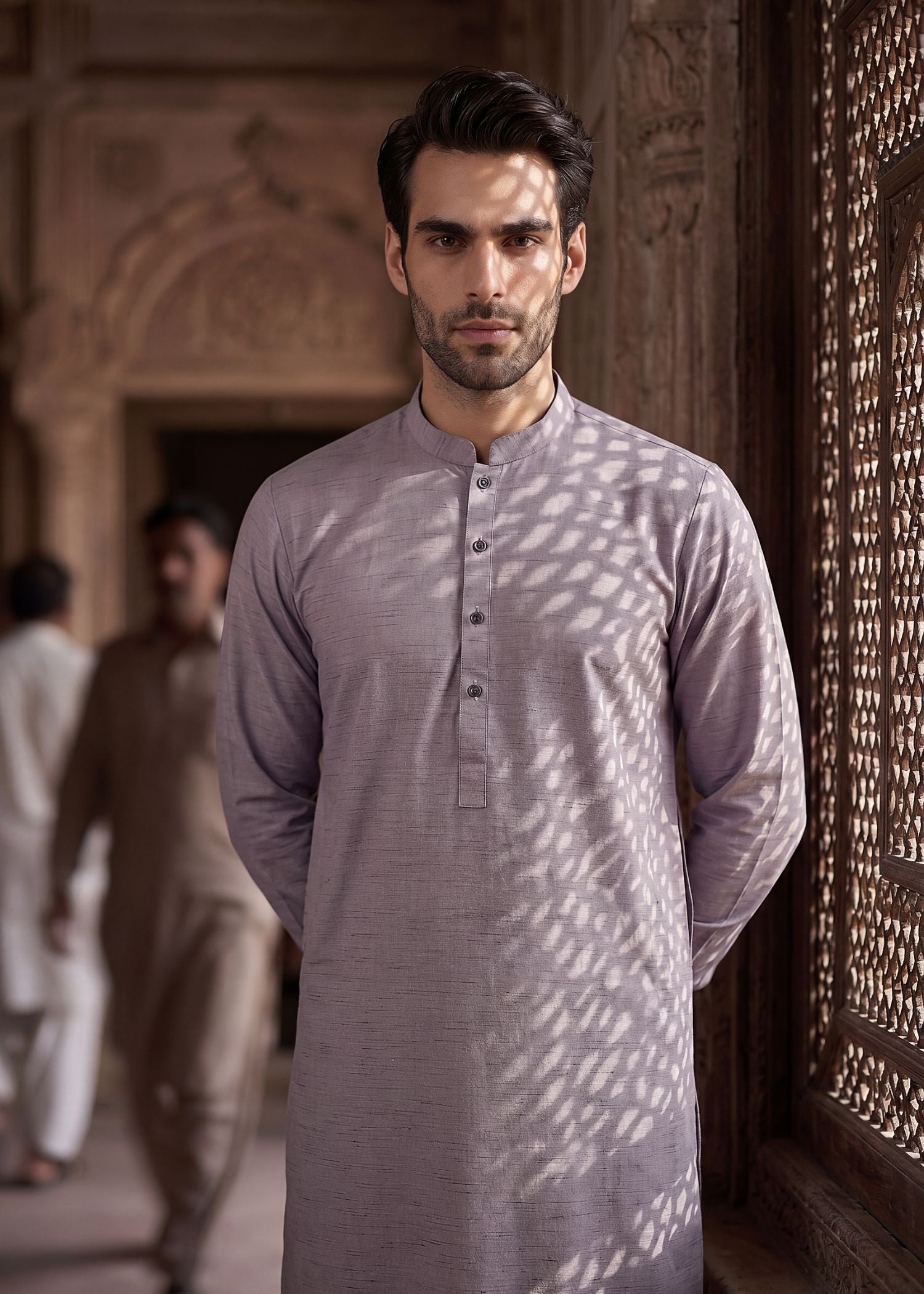 cotton Shalwar Kameez in Lavender grey