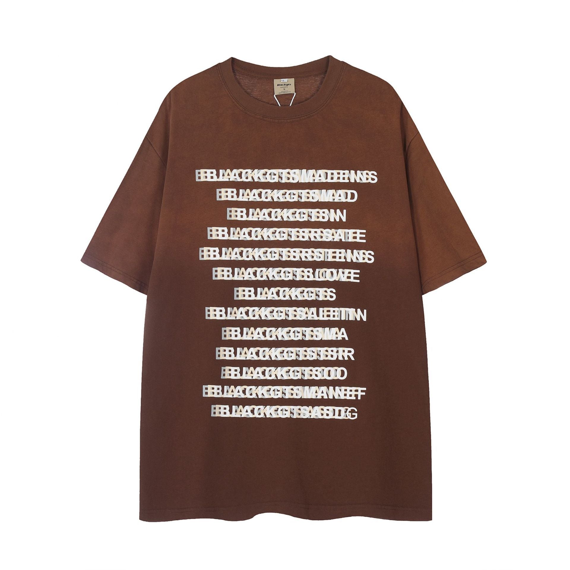 Letter Gradient Washed Old Cotton Short-sleeved T-shirt