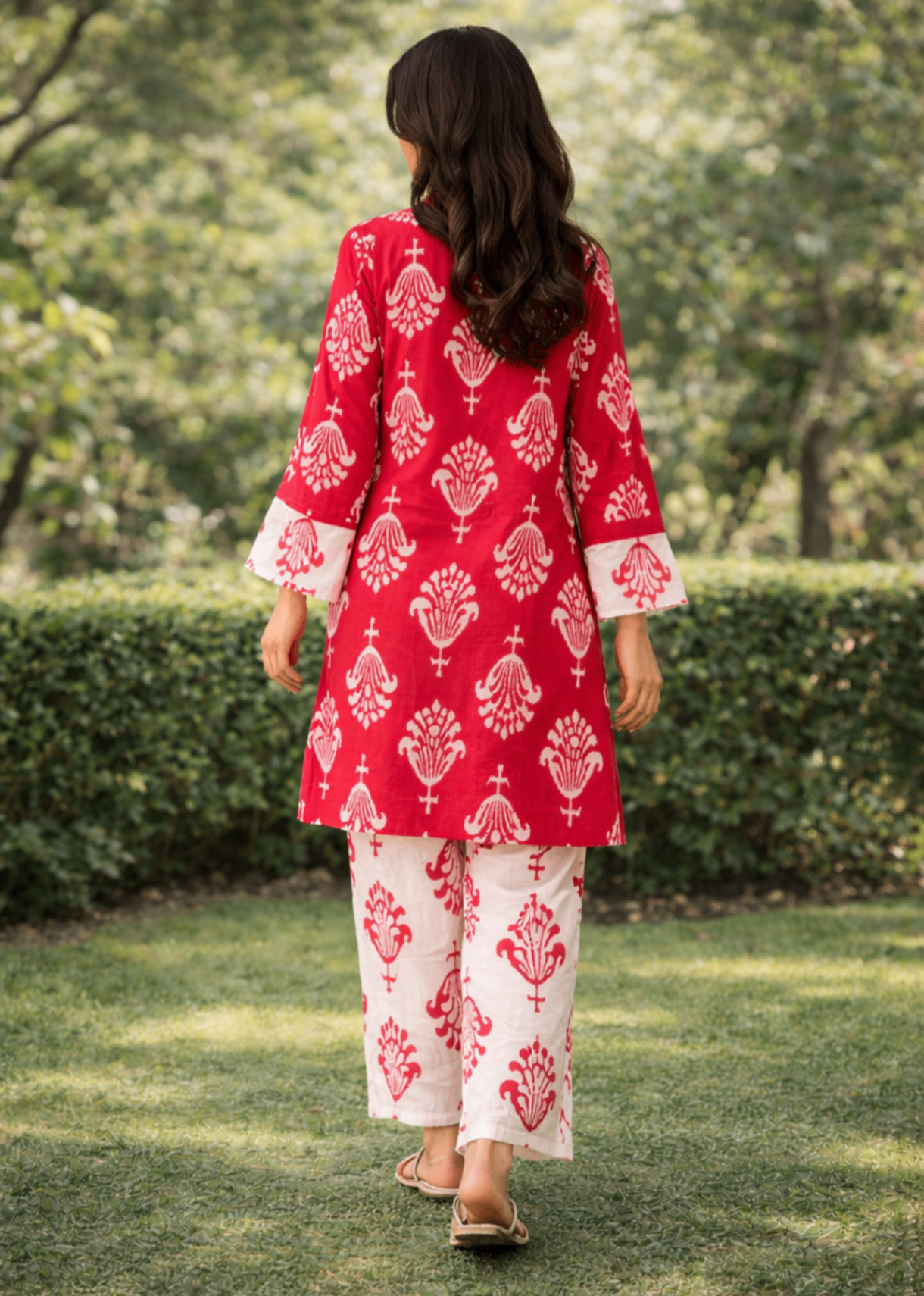linen Co Ord Sets in White, red