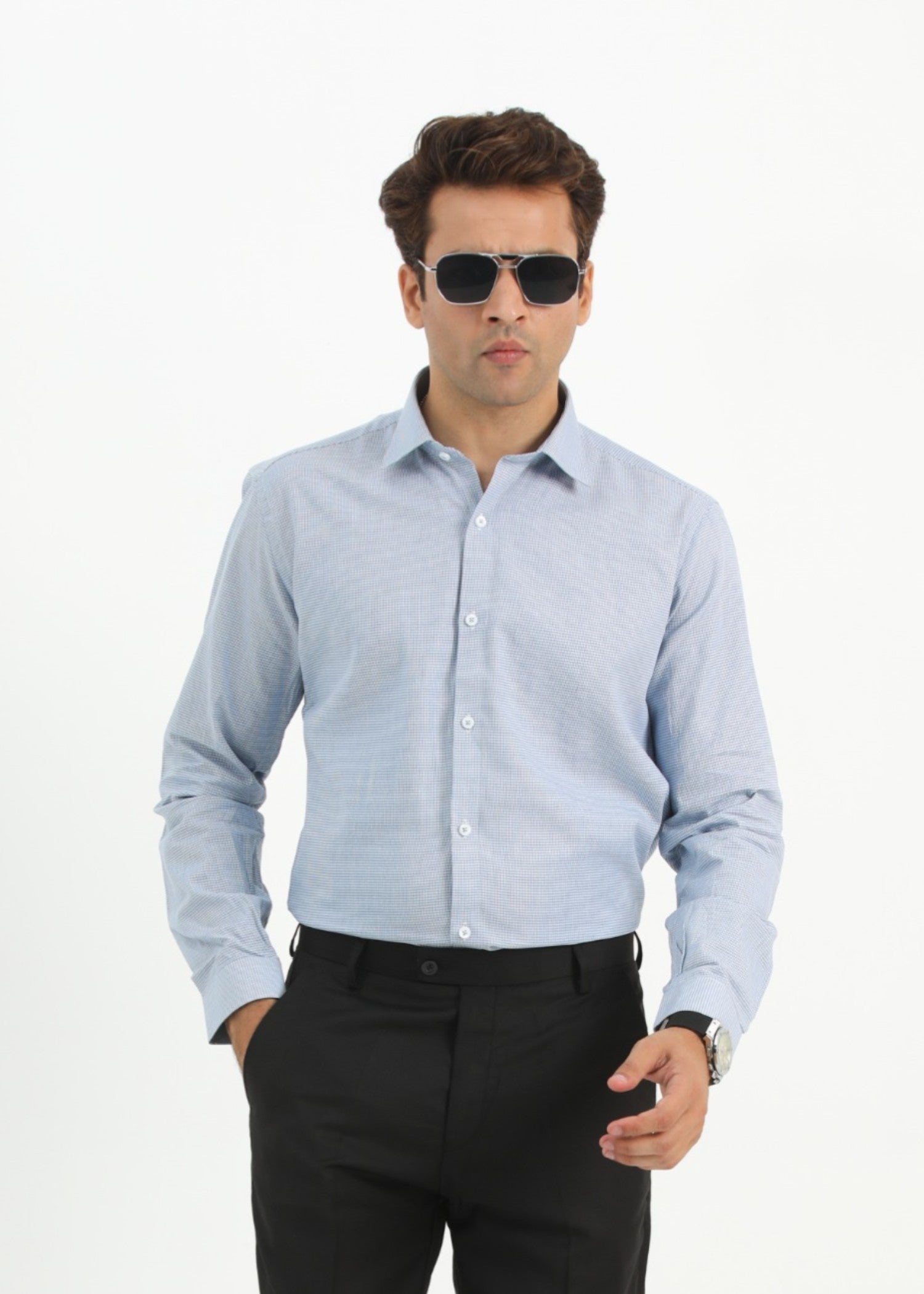 cotton Formal Shirt in Ice blue