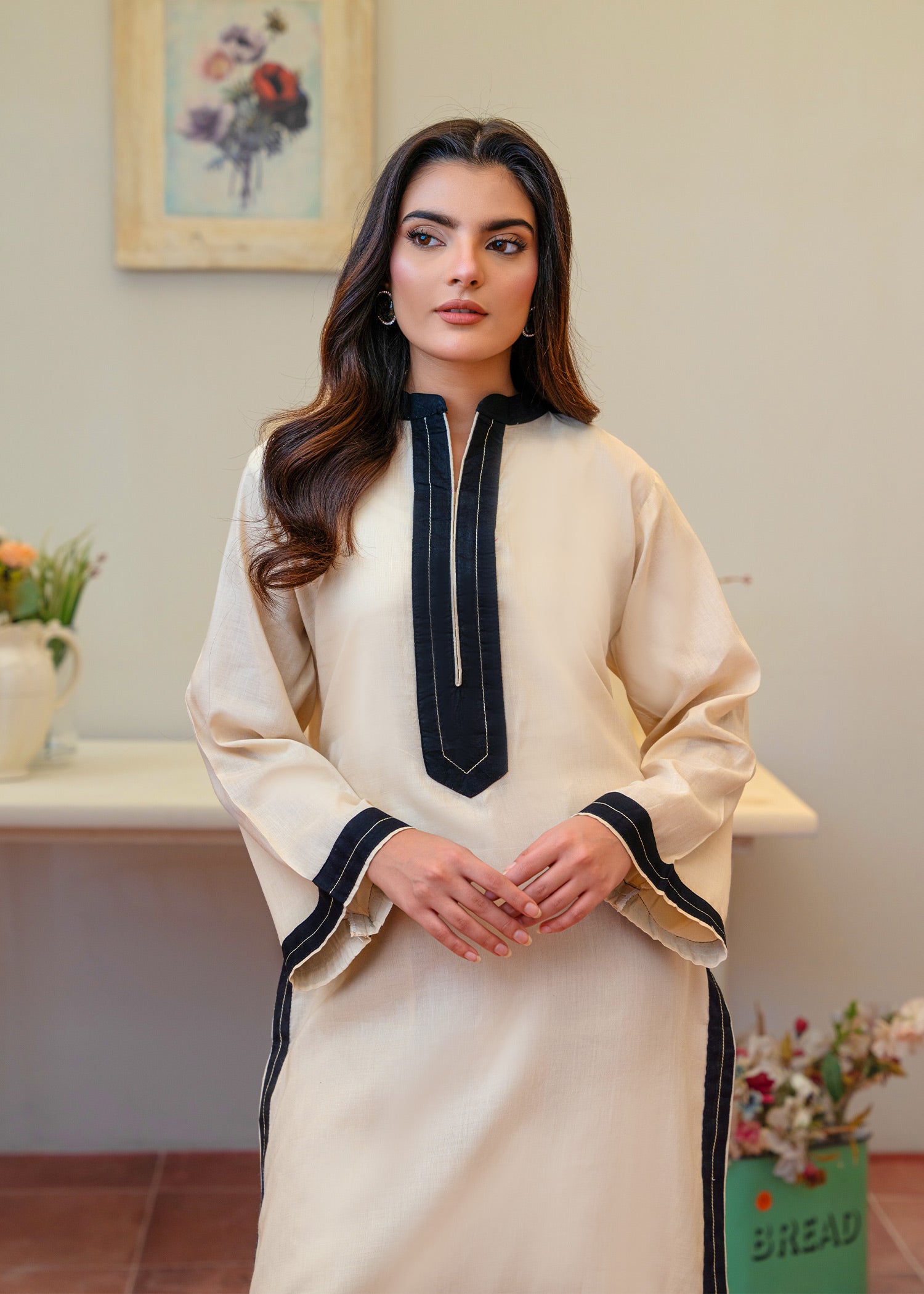 cotton Kurta Set in Off-white