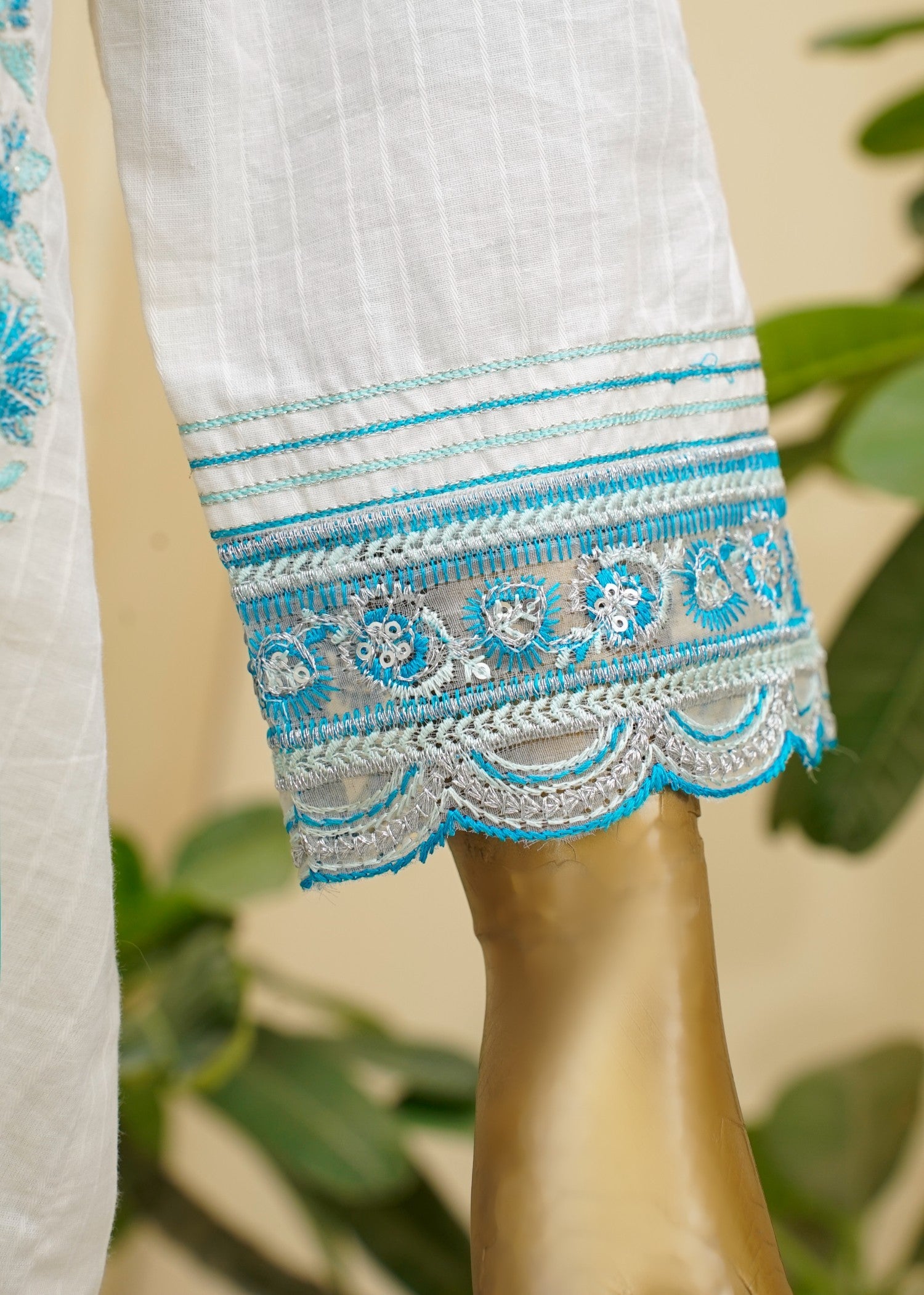 cotton dobby Kurta Set in Off-white