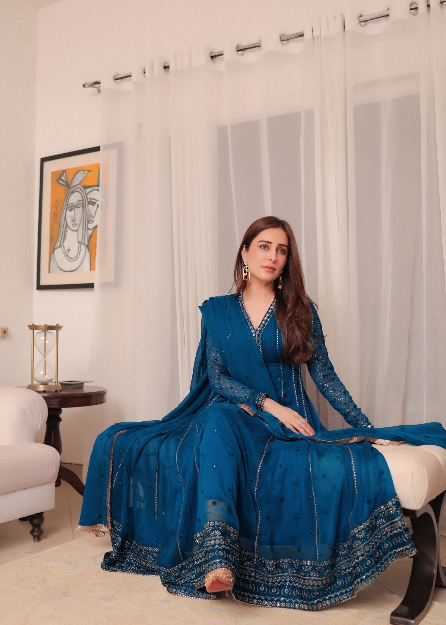 chiffon Pishwas in Blue