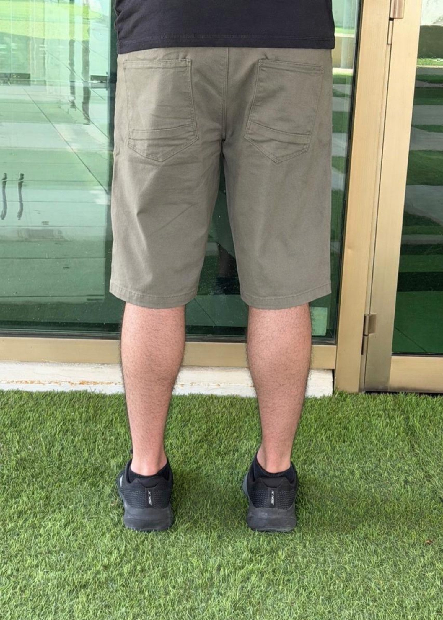 twill cotton Shorts in Olive green