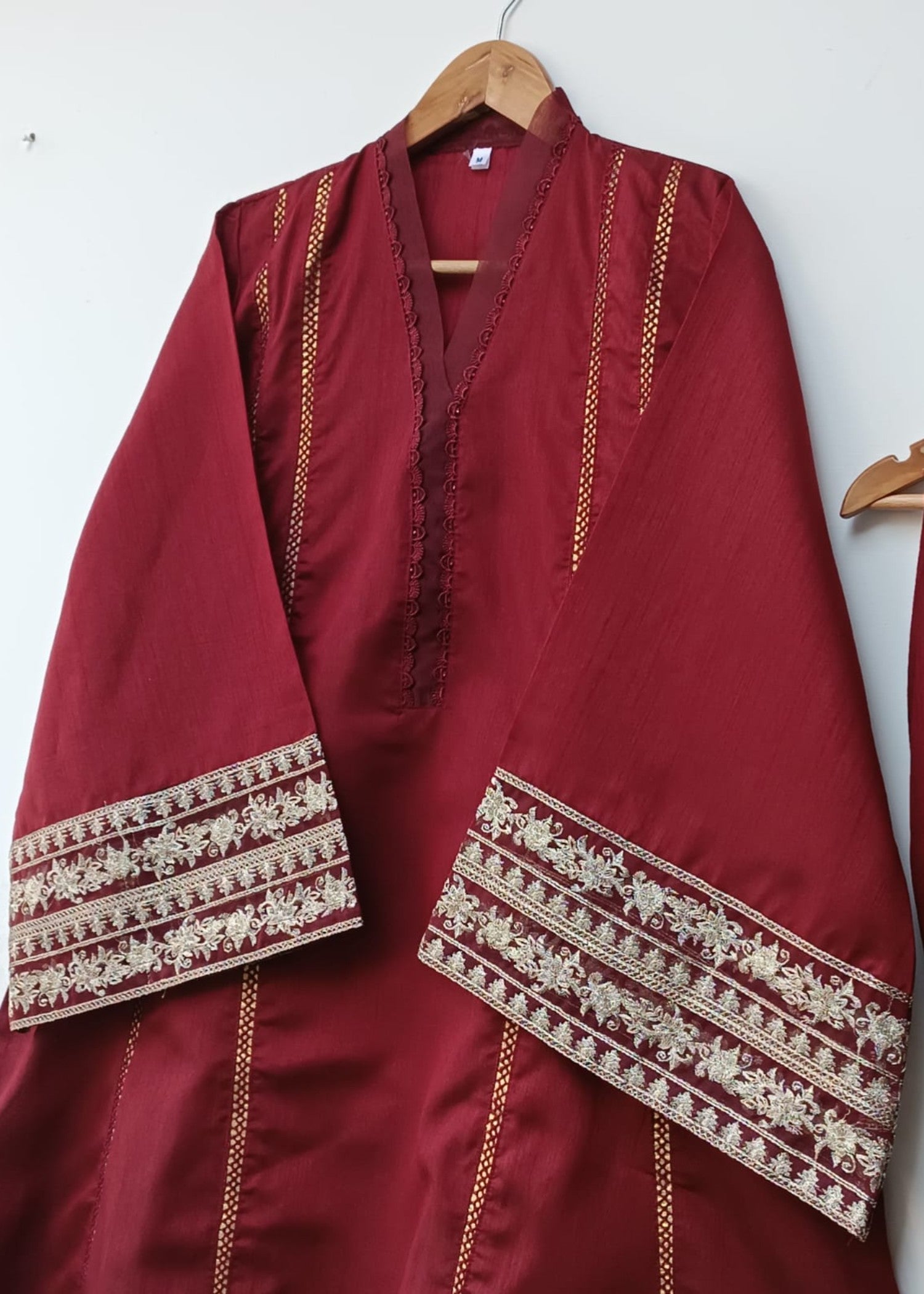 raw silk Anarkali in Maroon