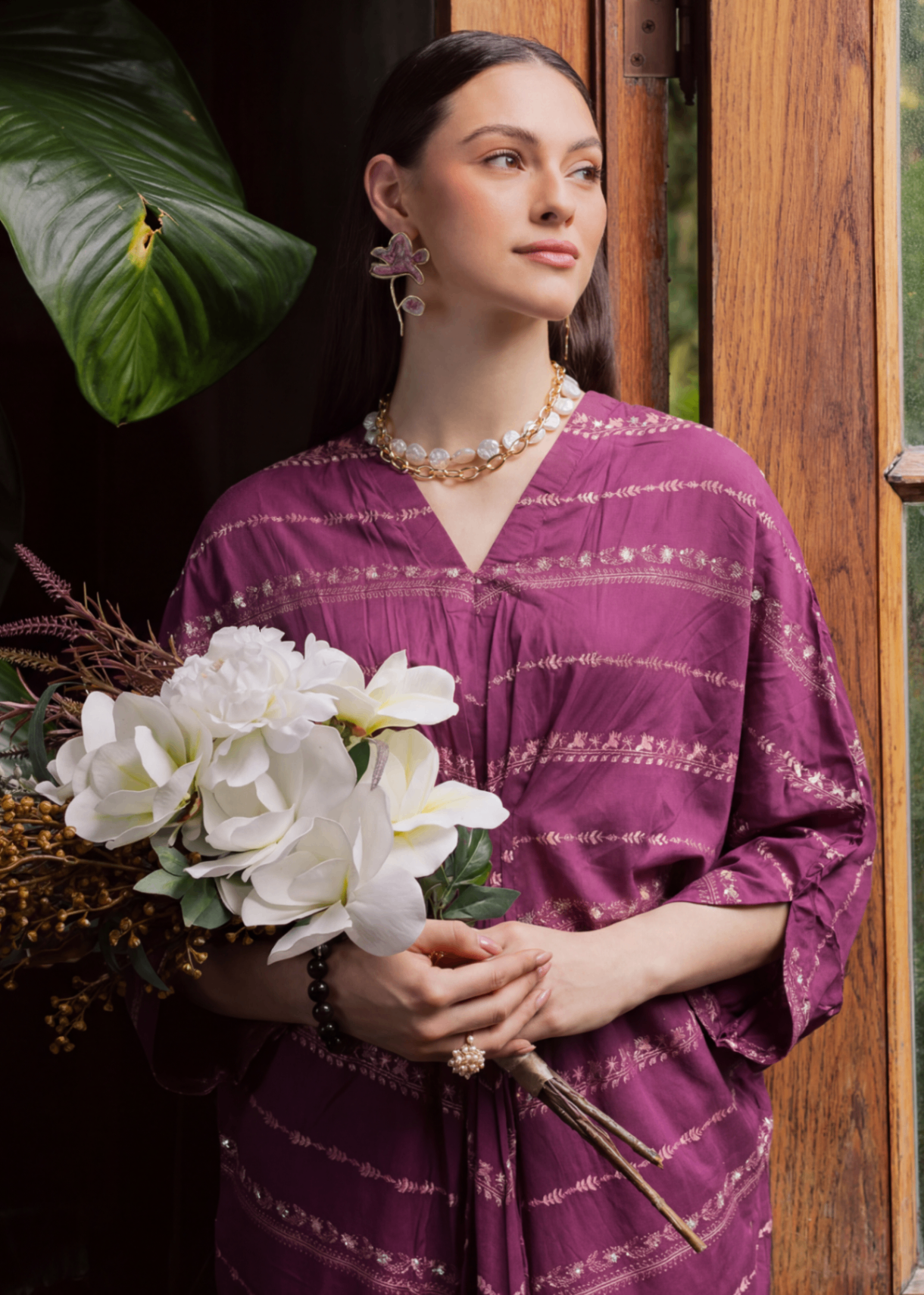 lawn Kaftan in Magenta haze