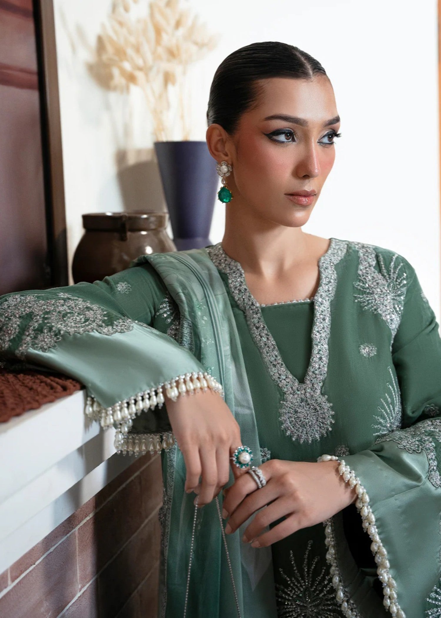 velvet Unstitched in Sea green