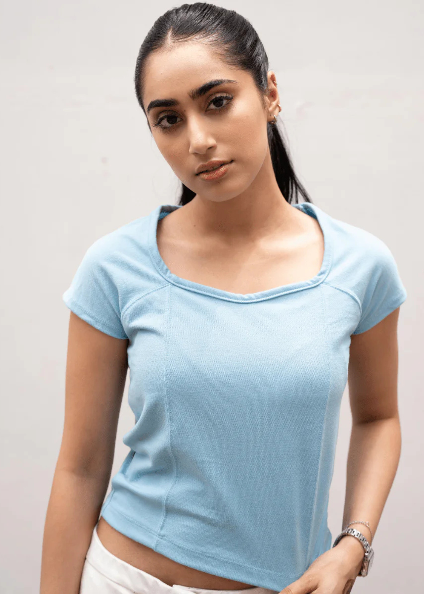 cotton pique Polo Shirt in Sky blue